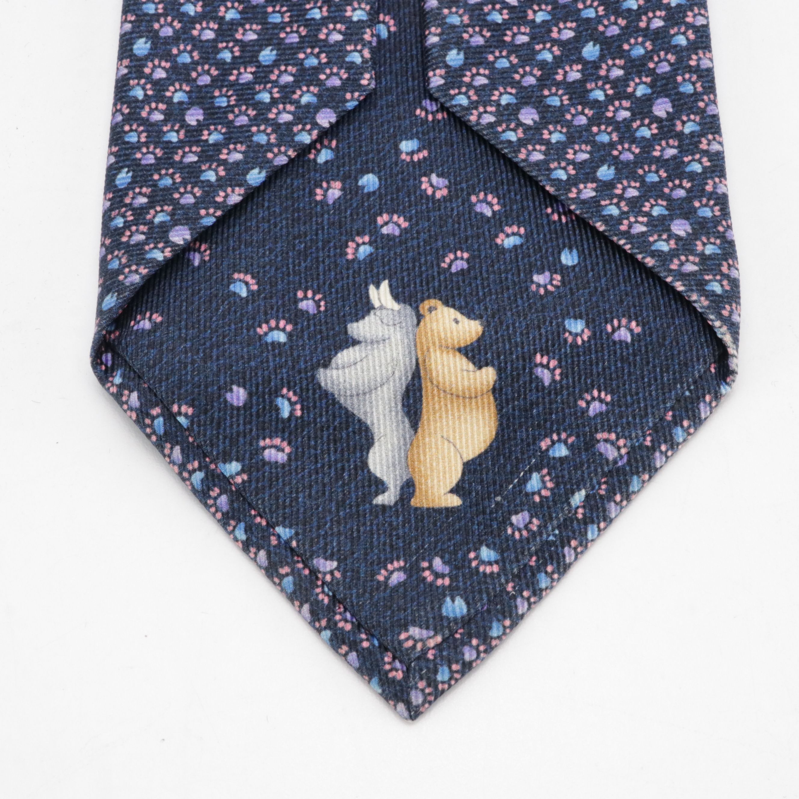 BVLGARI Seven-Fold Hoof and Paw Print Tall Necktie in Silk Jacquard
