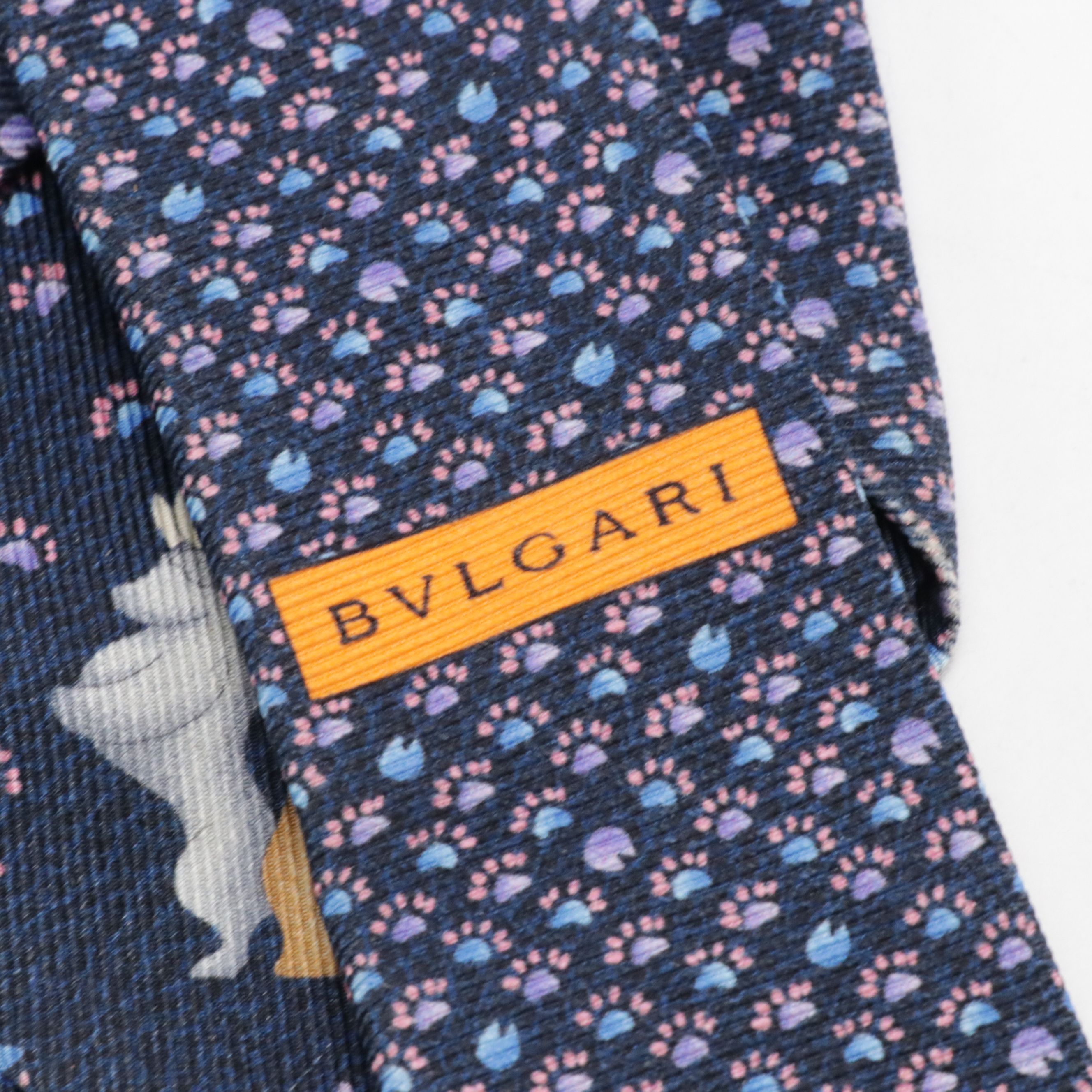 BVLGARI Seven-Fold Hoof and Paw Print Tall Necktie in Silk Jacquard