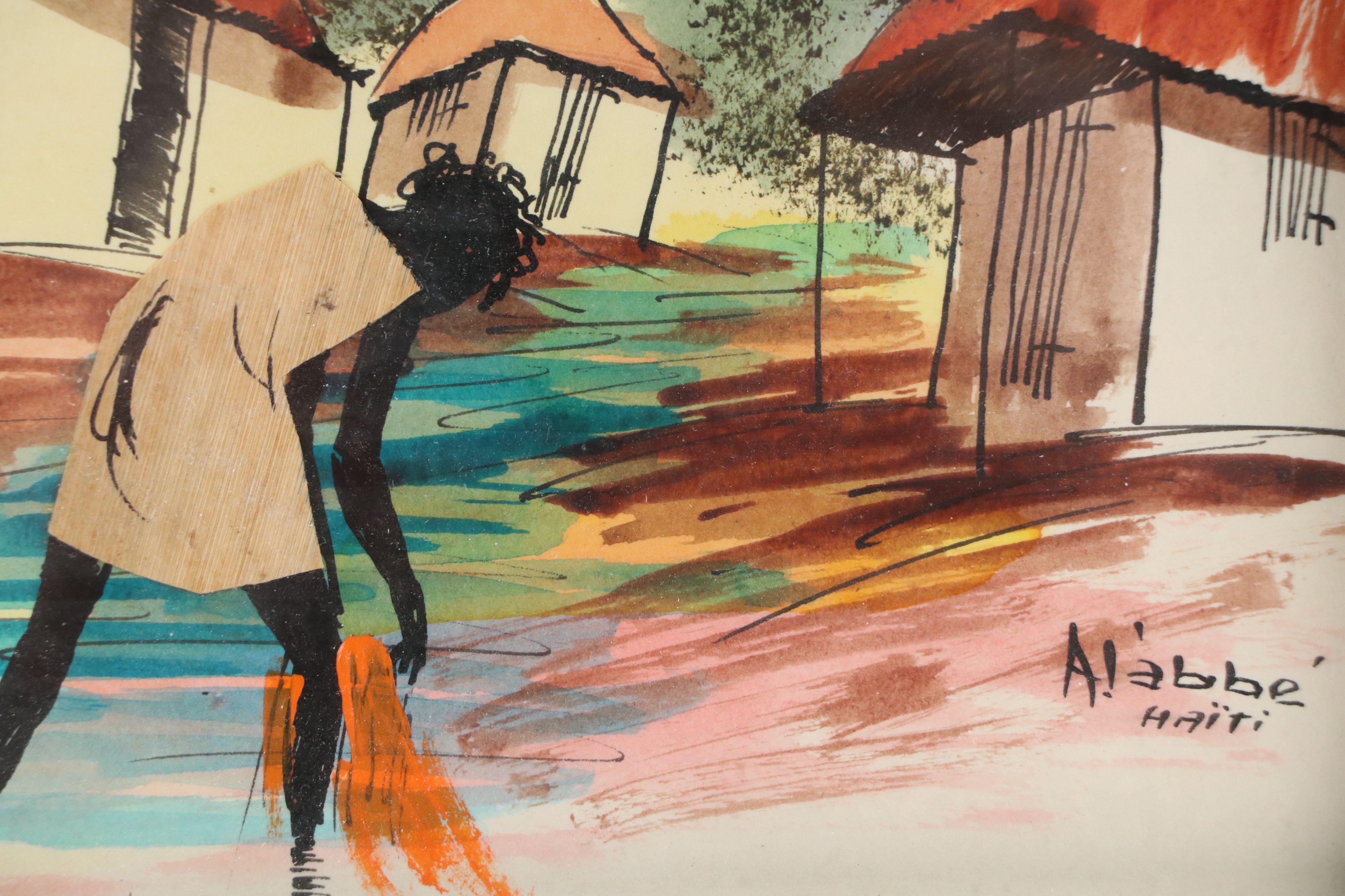 Alàbbé Mixed Media Drawing Haitian Genre Scene