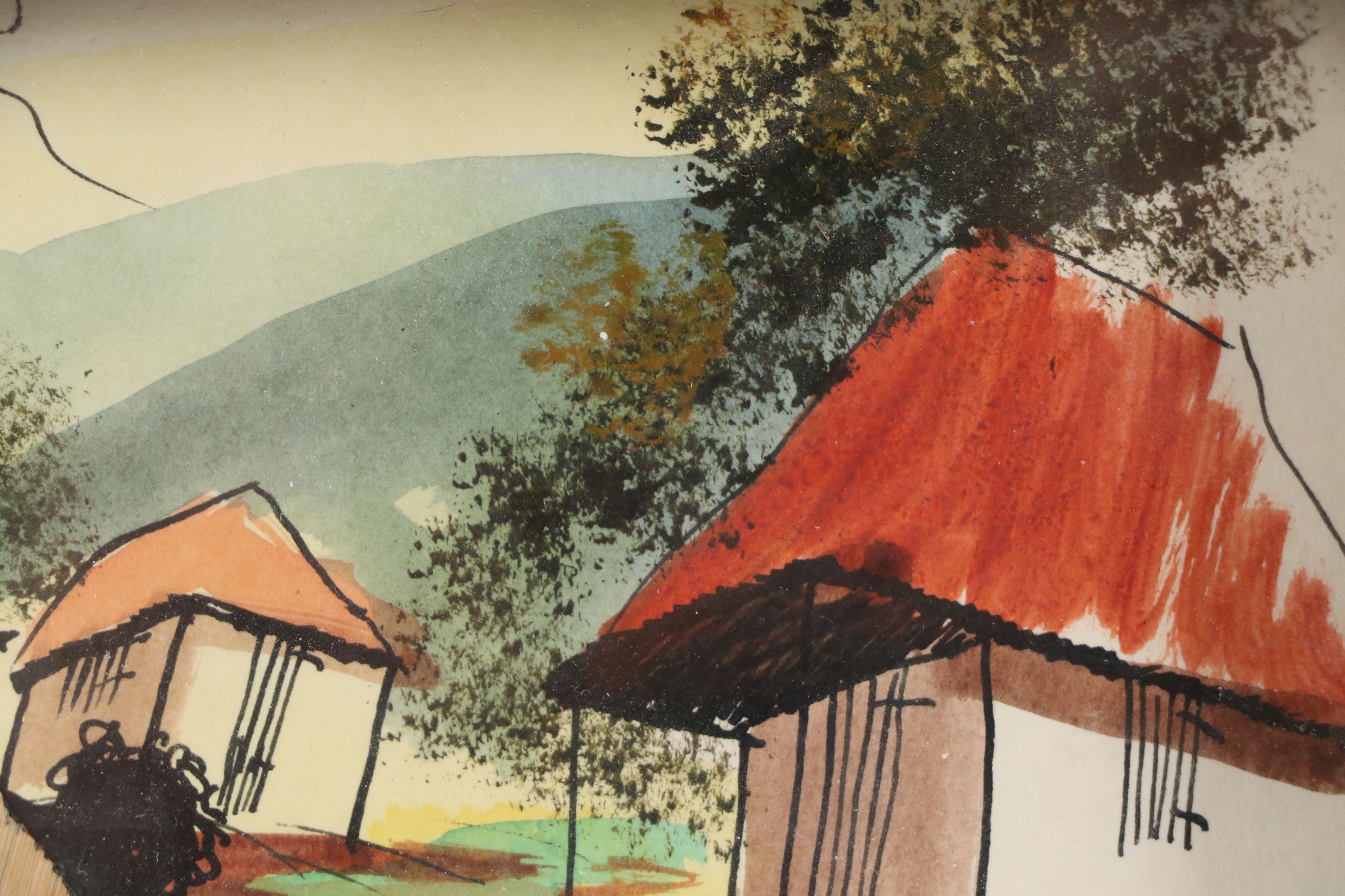 Alàbbé Mixed Media Drawing Haitian Genre Scene