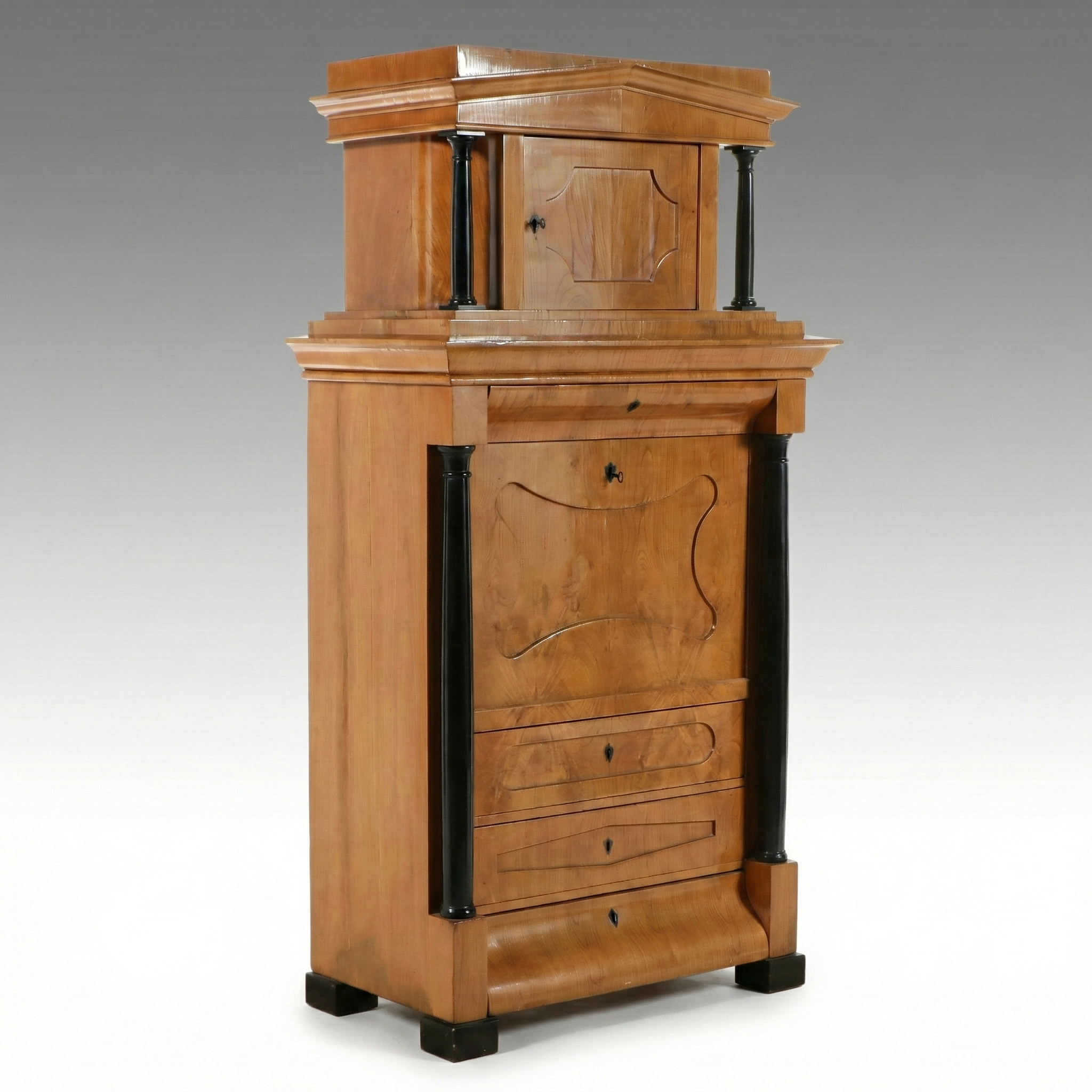 Biedermeier Hand-Cut Ash Secrétaire à Abattant, 19th Century
