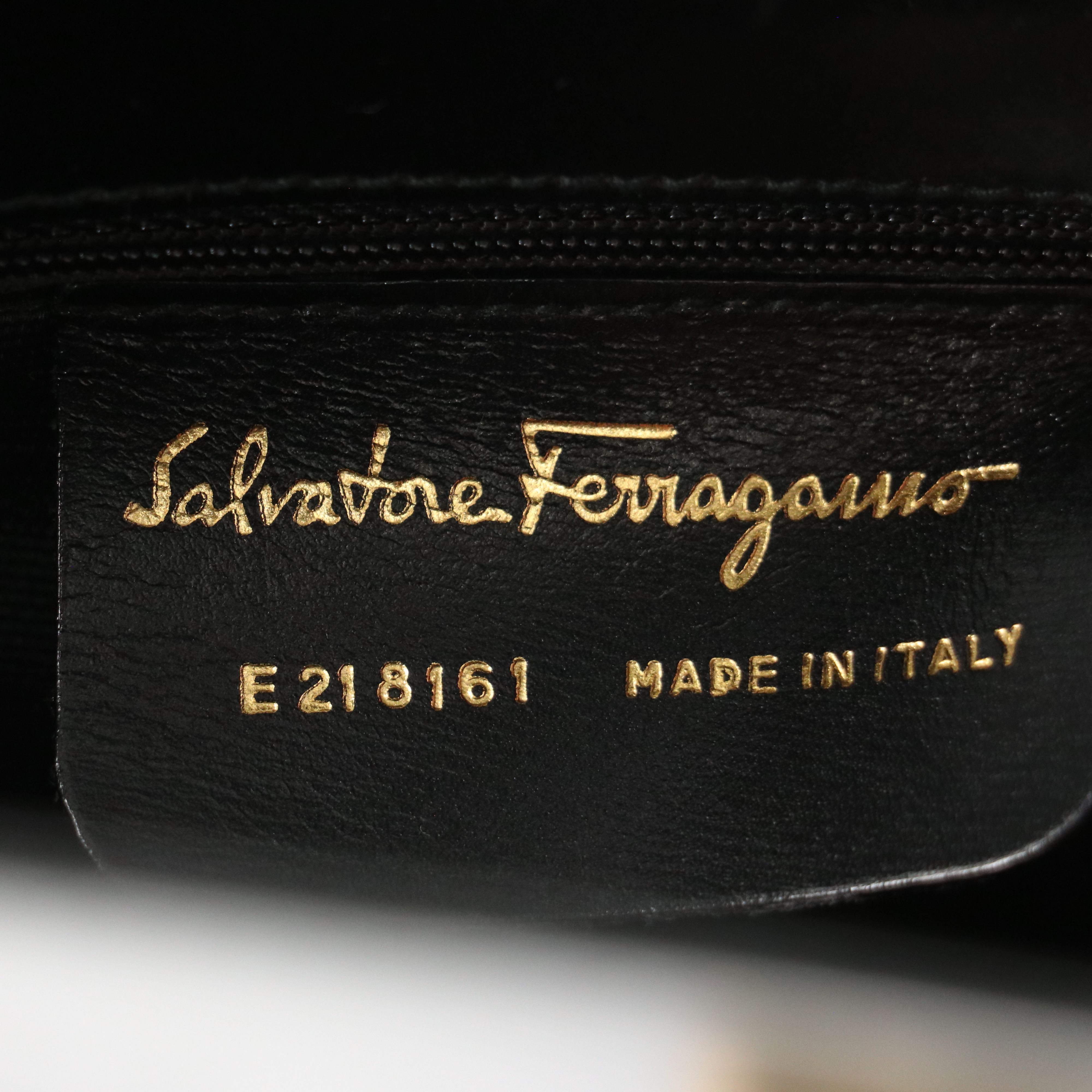 Salvatore Ferragamo Gancini Closure Shoulder Bag in Black Leather
