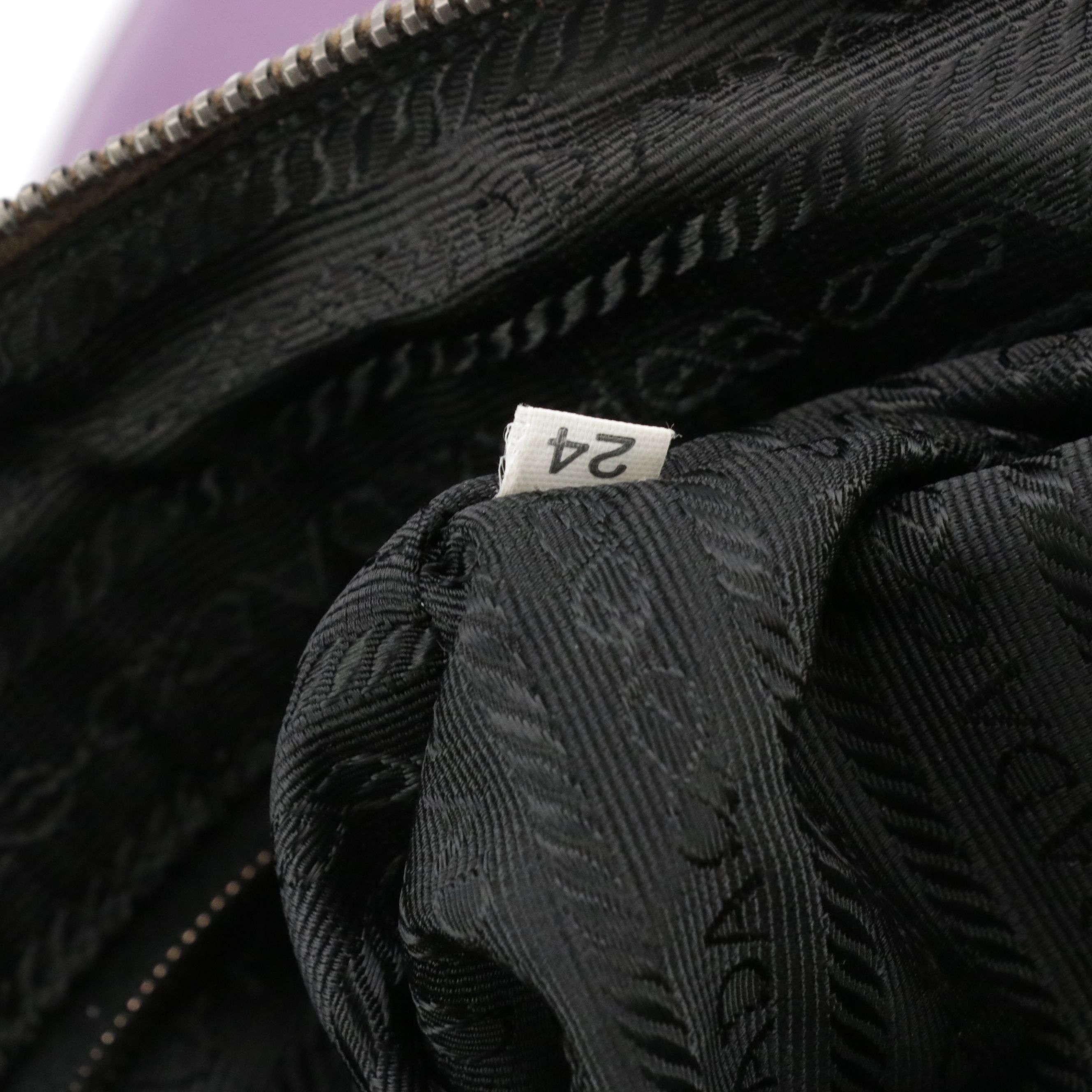 Prada Purple Leather and Beige Canvas Bauletto Shoulder Bag