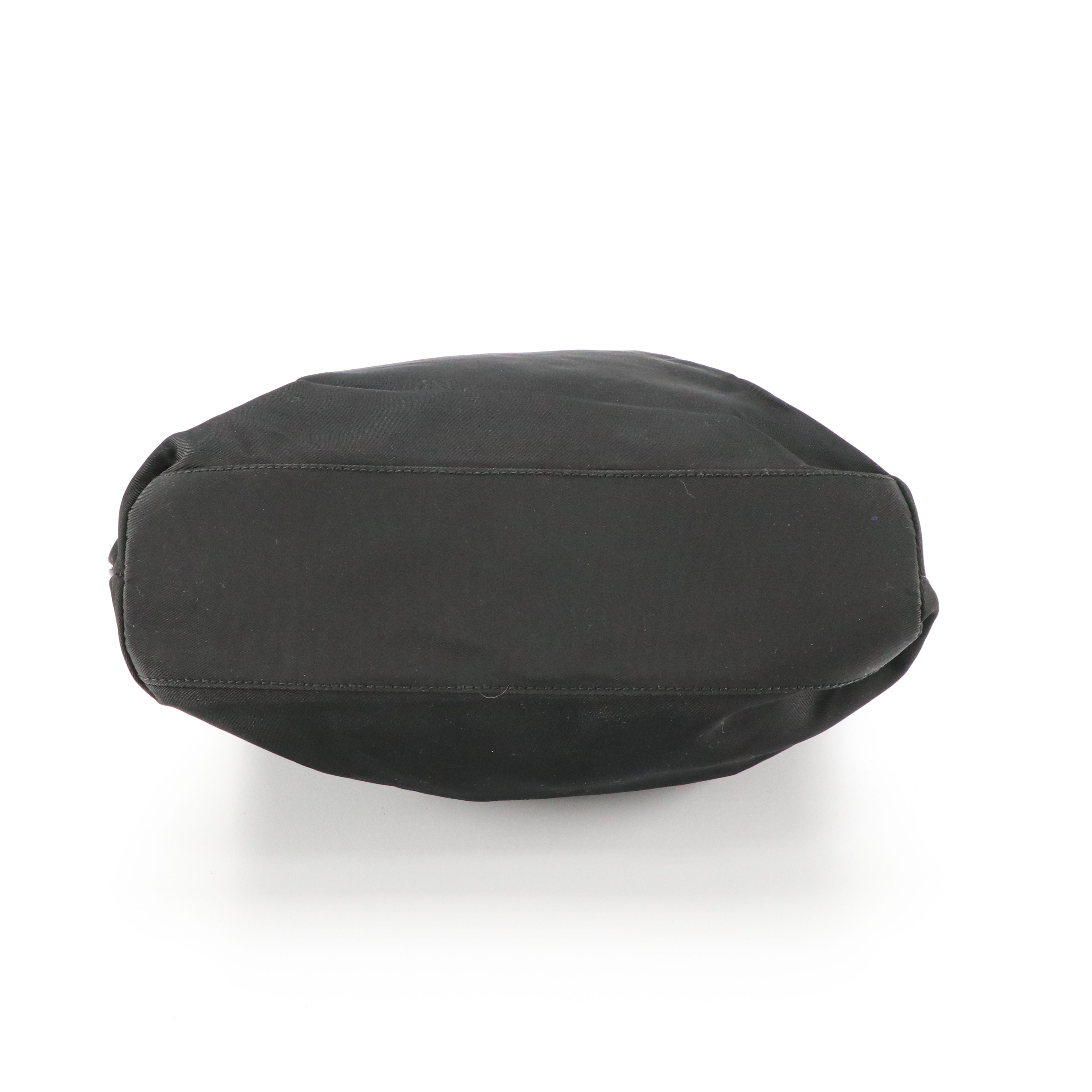 Prada Black Tessuto Nylon and Leather Small Shoulder Tote