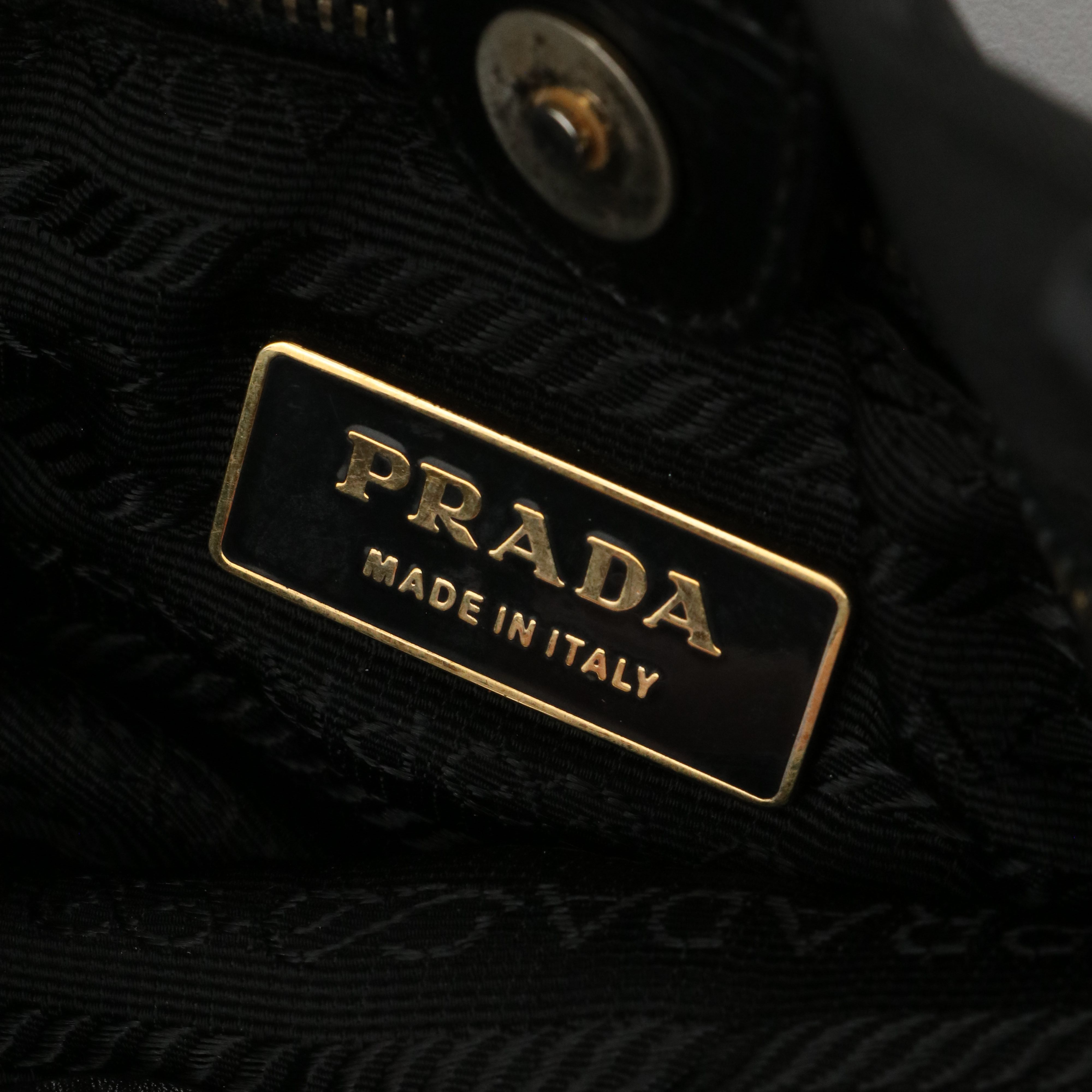 Prada Black Tessuto Nylon and Leather Small Shoulder Tote