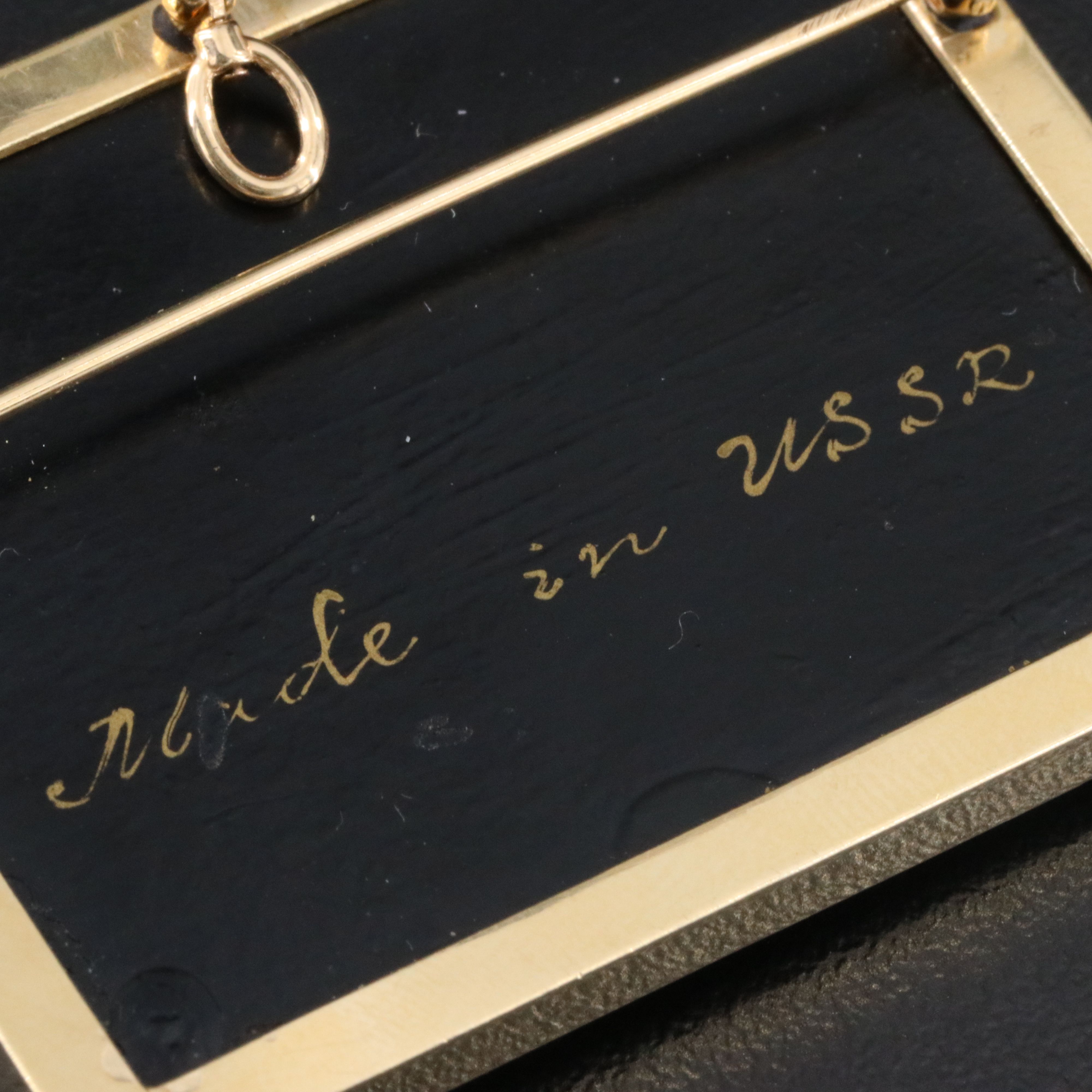 Soviet Russian 14K Lacquer Palekh Dancer Converter Brooch