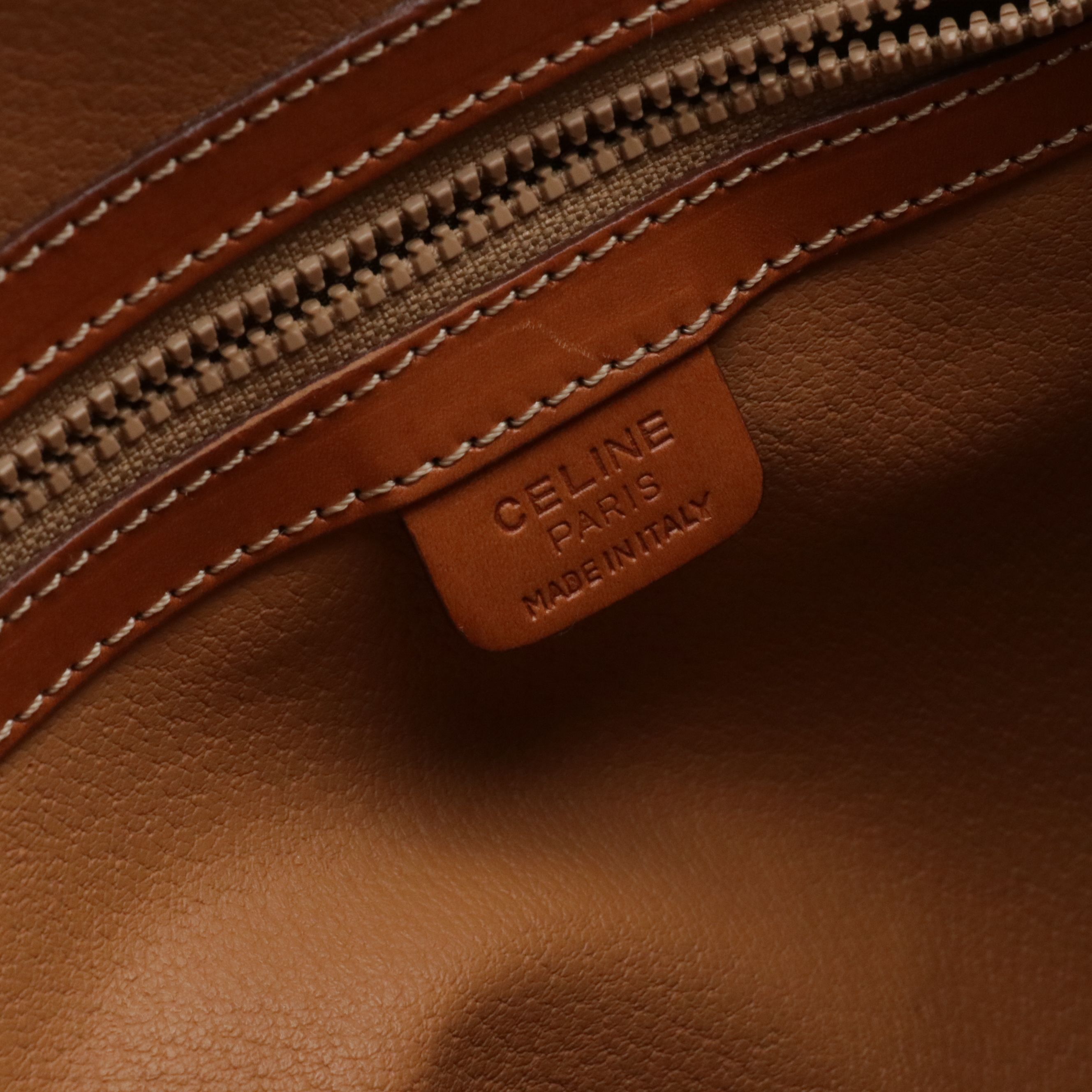 Celine Medium Dome Top Handle Bag in Dark Brown Macadam Canvas and Leather