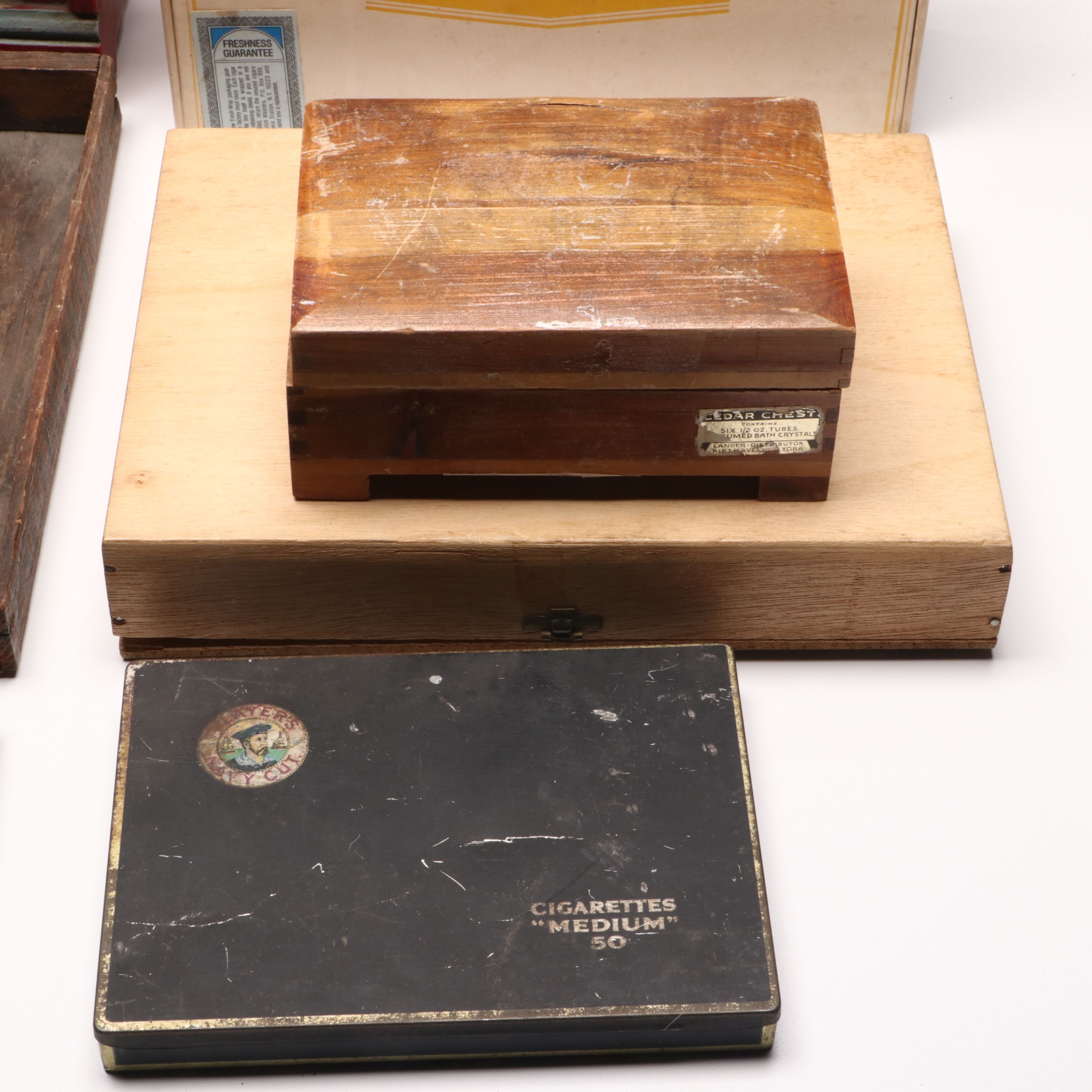 Chesterfield and Dutch Masters Cigar Boxes with More Vintage Decorative Boxes