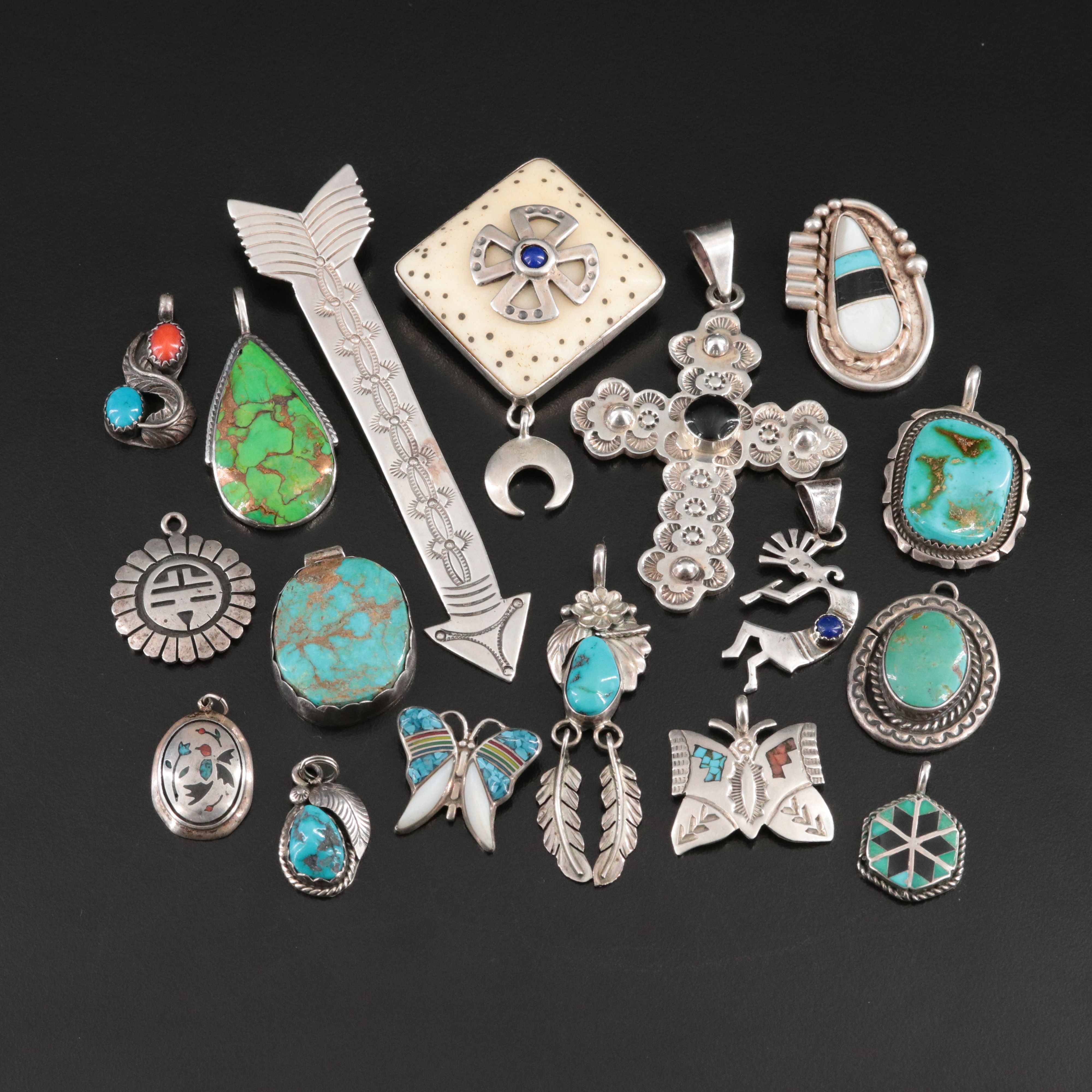 Southwestern Sterling and Brooch Collection Including Signed