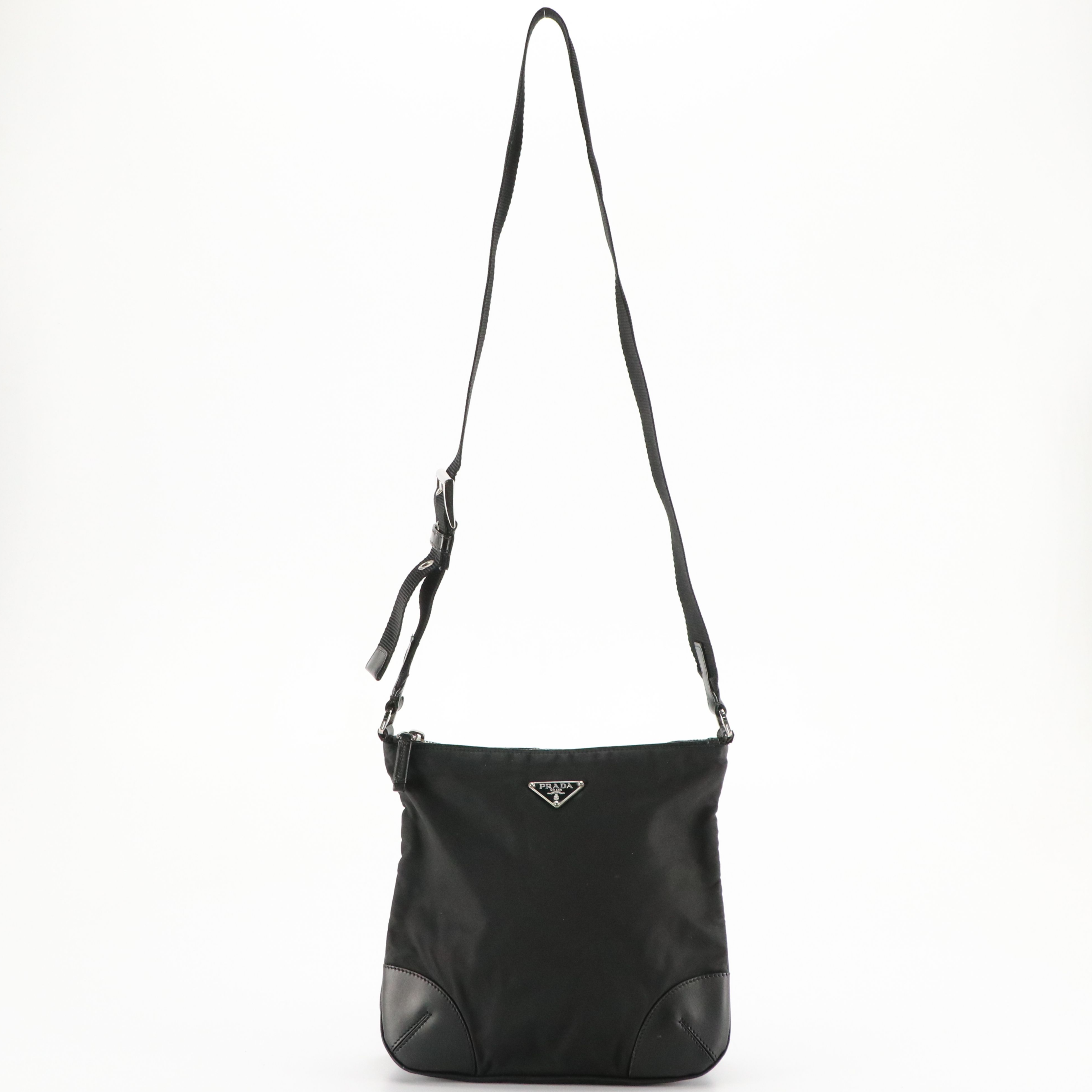 Prada Black Tessuto Nylon and Leather Crossbody Bag