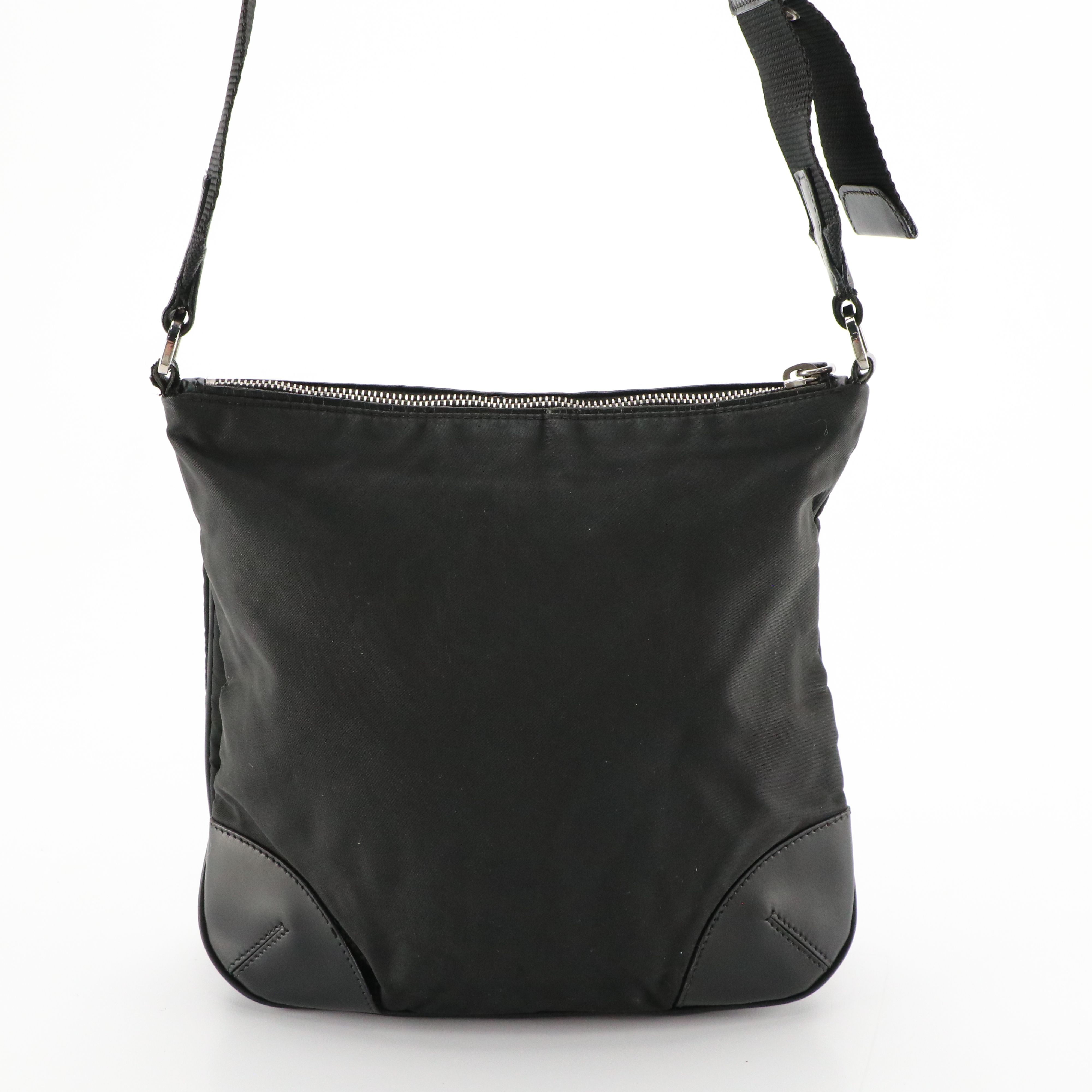 Prada Black Tessuto Nylon and Leather Crossbody Bag