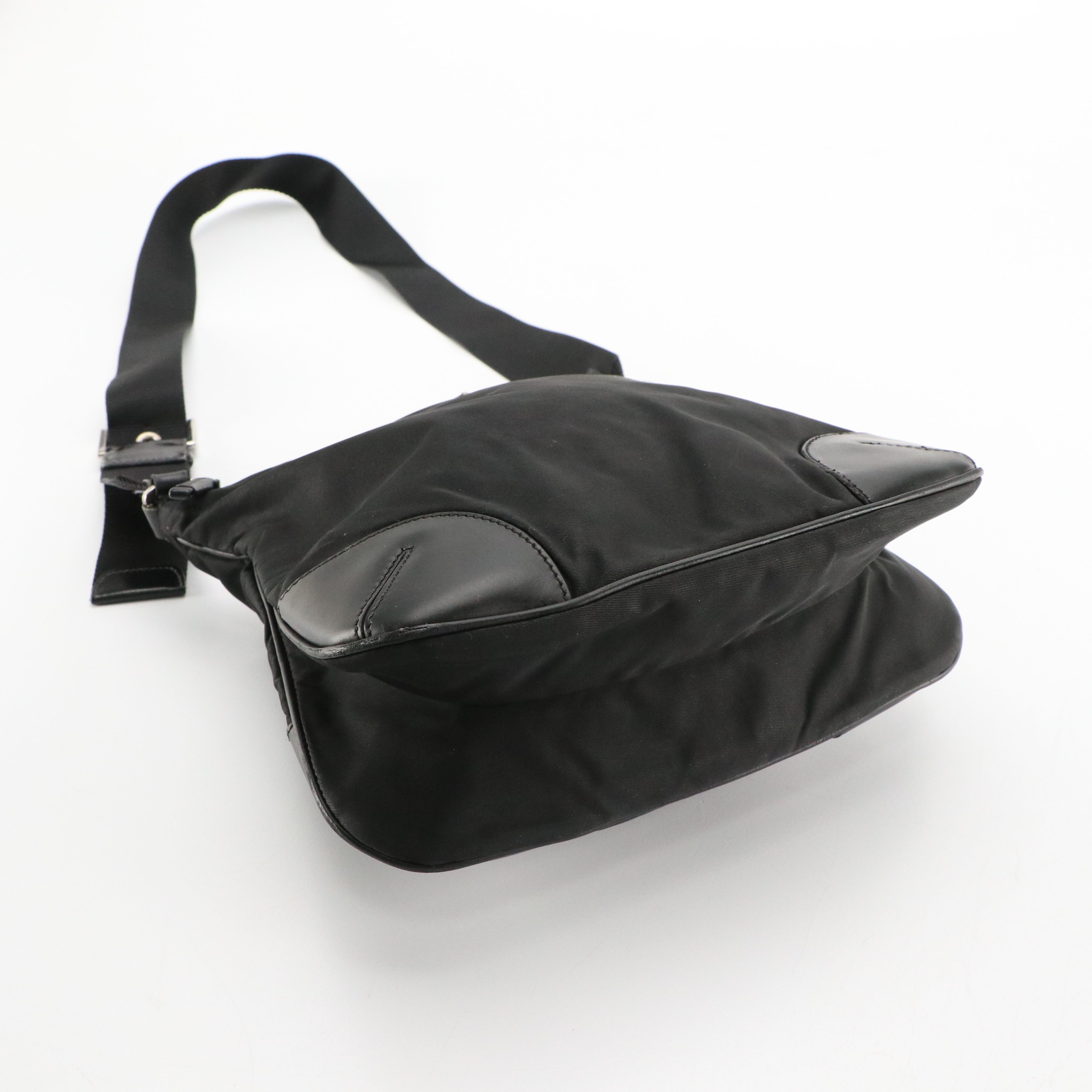 Prada Black Tessuto Nylon and Leather Crossbody Bag