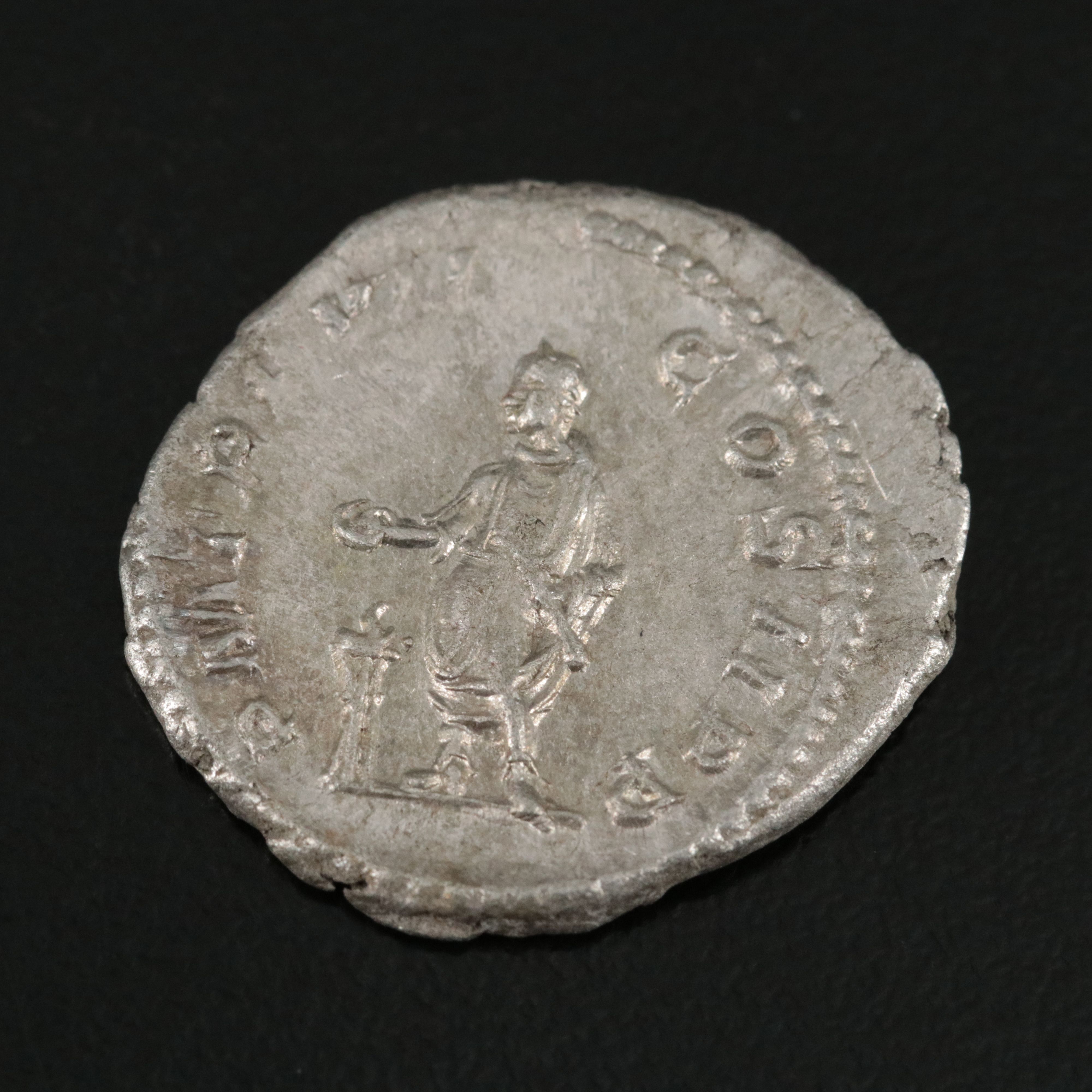 Ancient Roman Imperial AR Denarius Coin of Severus Alexander, ca. 226 A.D.