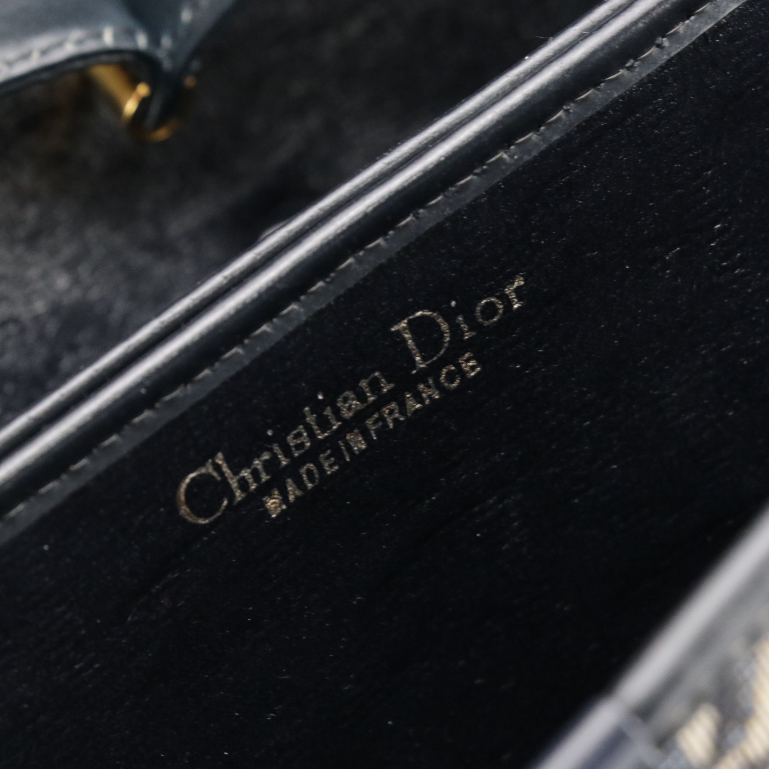 Christian Dior Trotter Jacquard Canvas and Navy Leather Clutch/Shoulder Bag