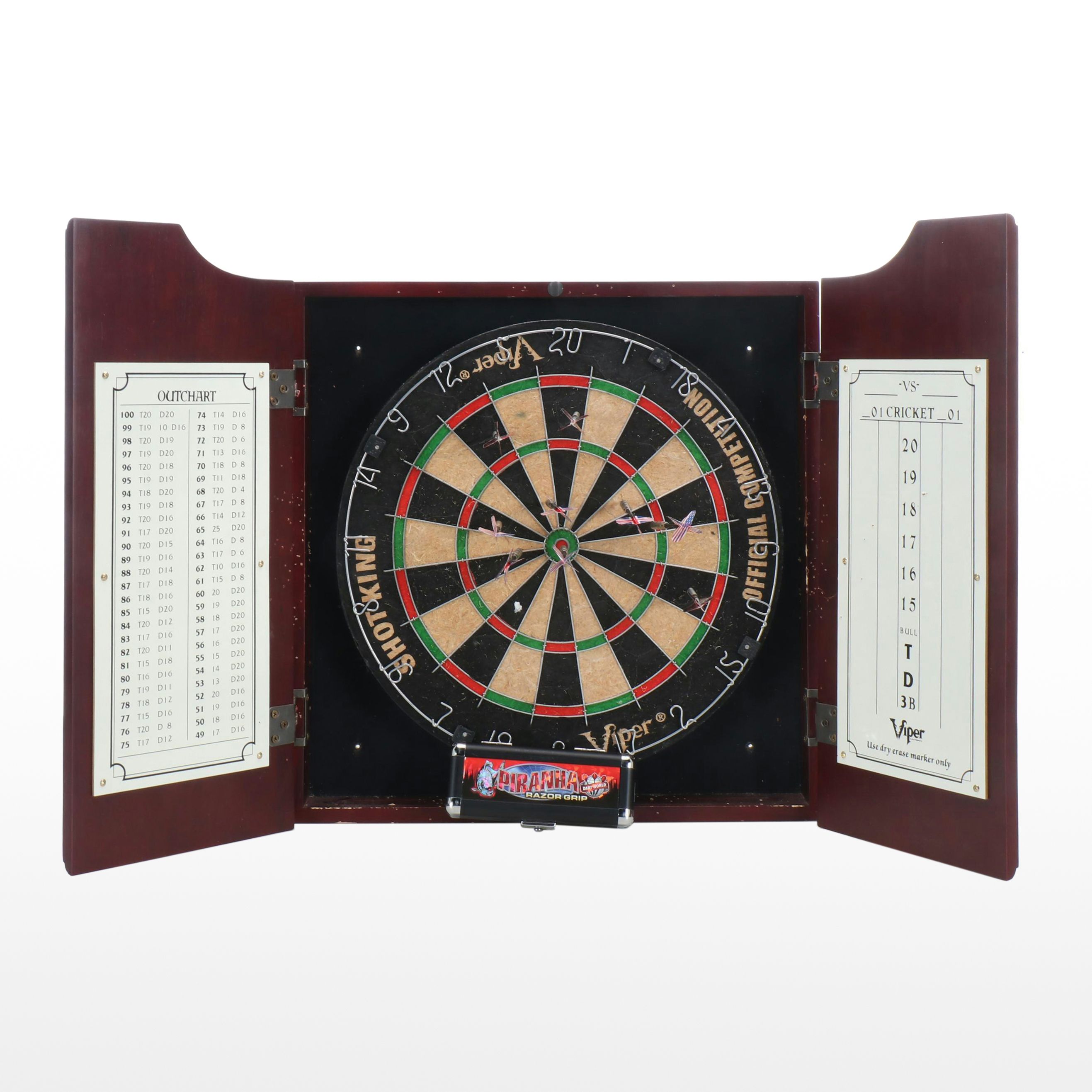 Viper "Shot King" Competition Dart Board with Cabinet and Accessories