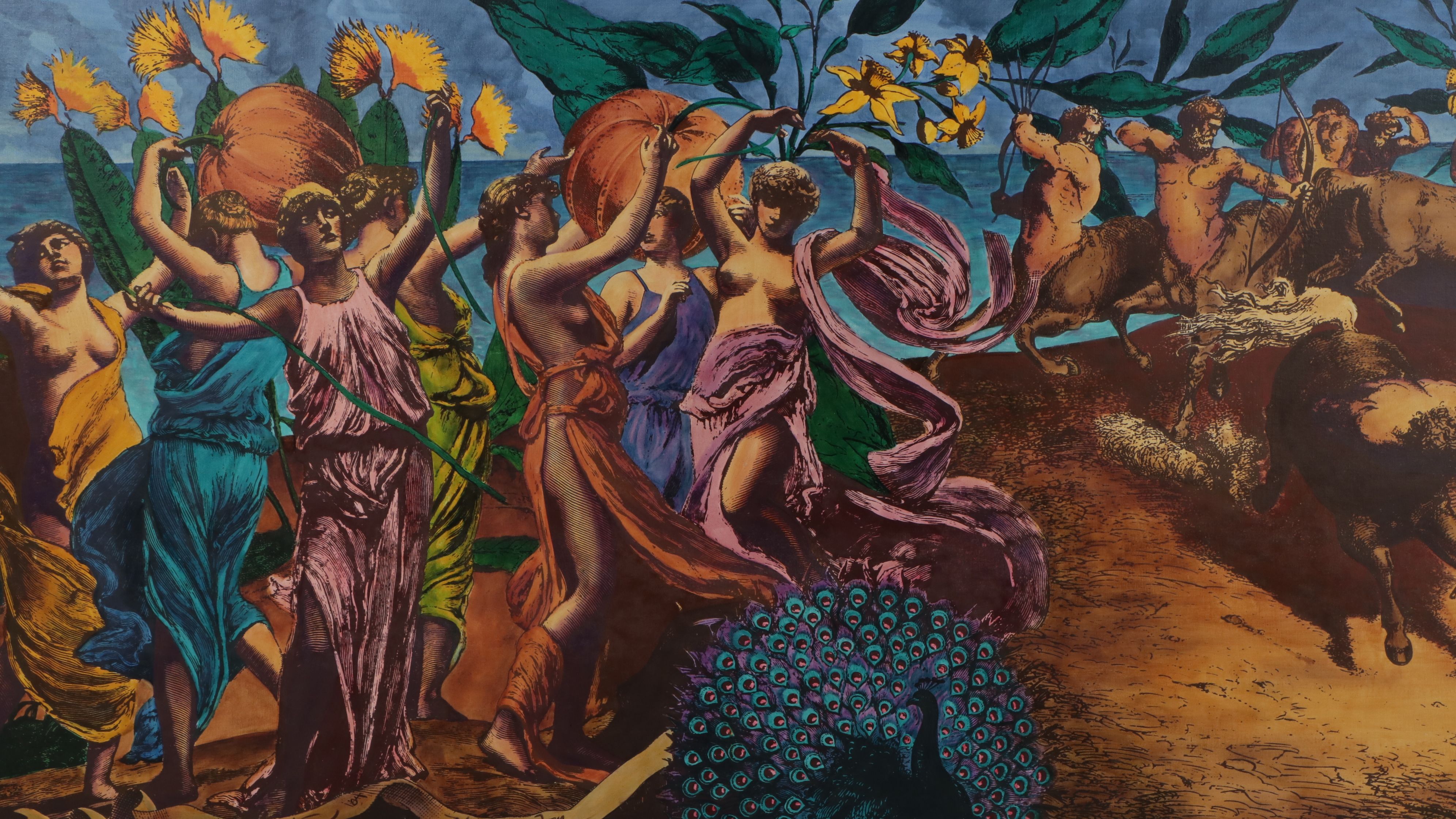 Laurie Hamilton Mixed Oil Painting "Wild Kingdom," Late 20th-Early 21st Century