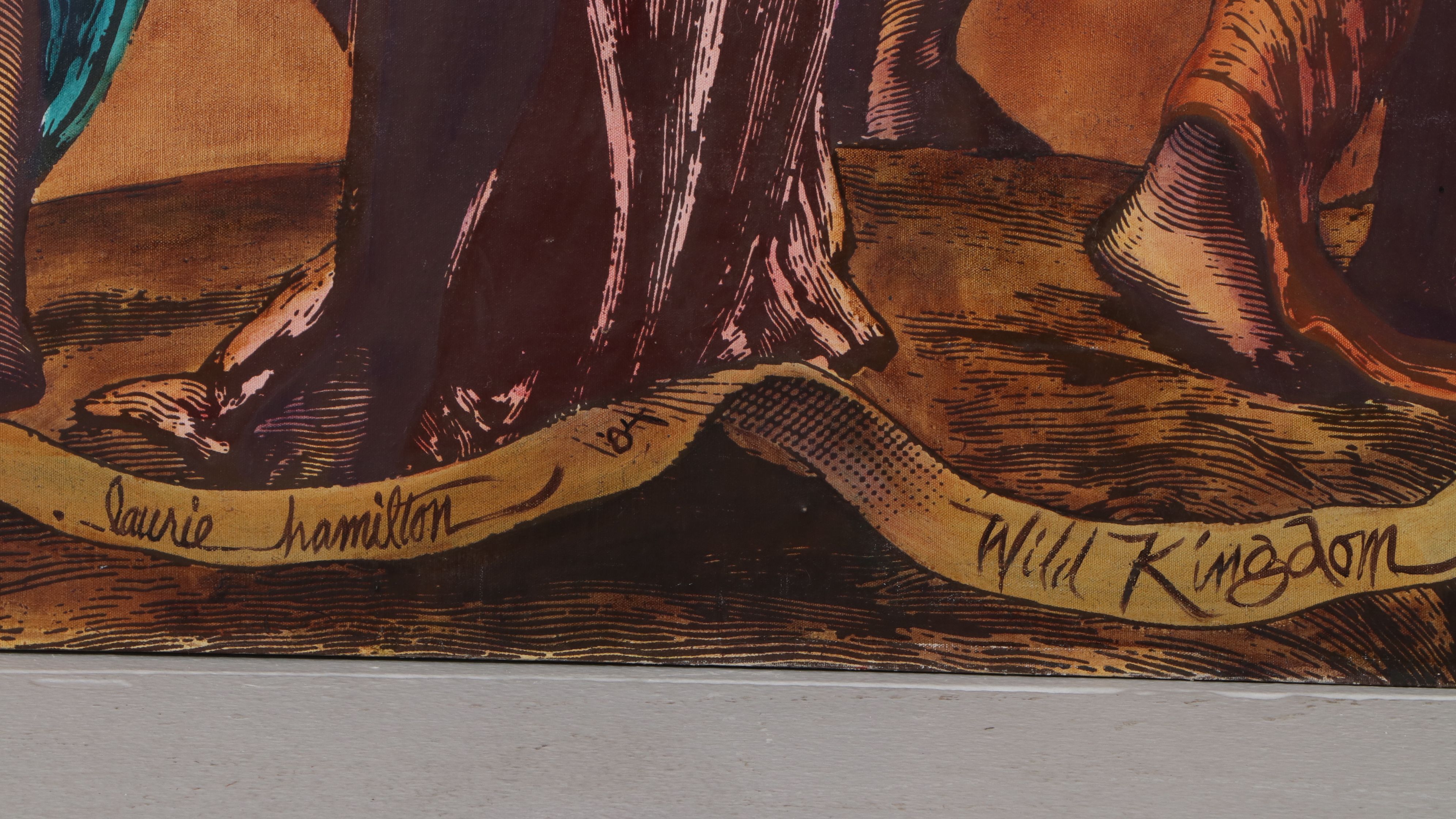 Laurie Hamilton Mixed Oil Painting "Wild Kingdom," Late 20th-Early 21st Century