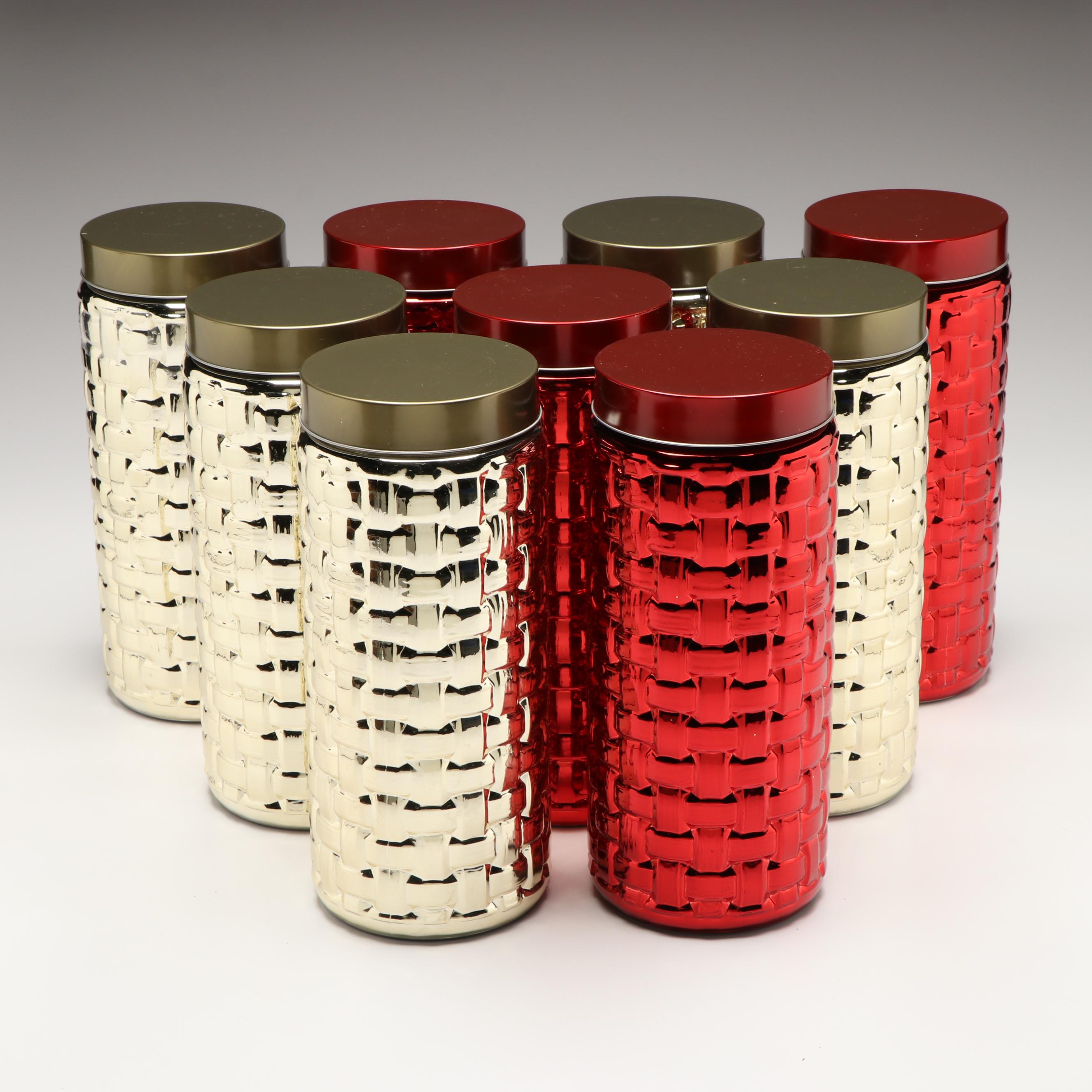 Contemporary Basket Weave Glass Holiday Canister Jars