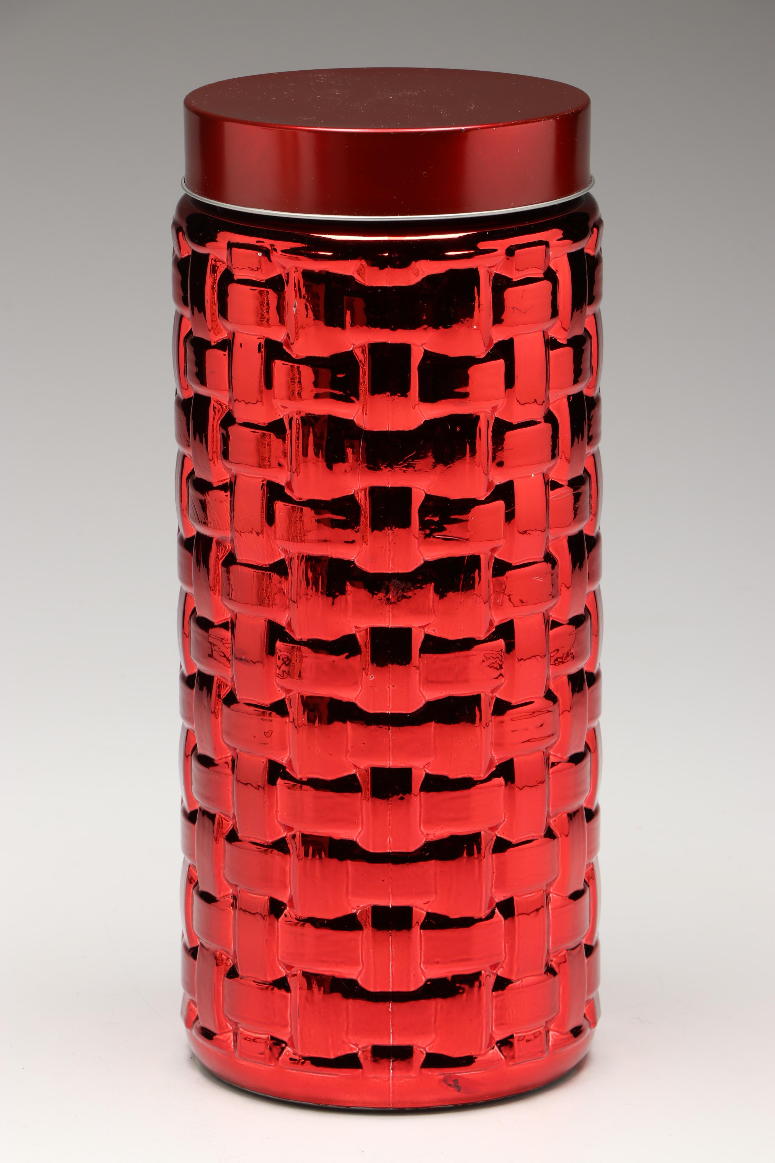 Contemporary Basket Weave Glass Holiday Canister Jars