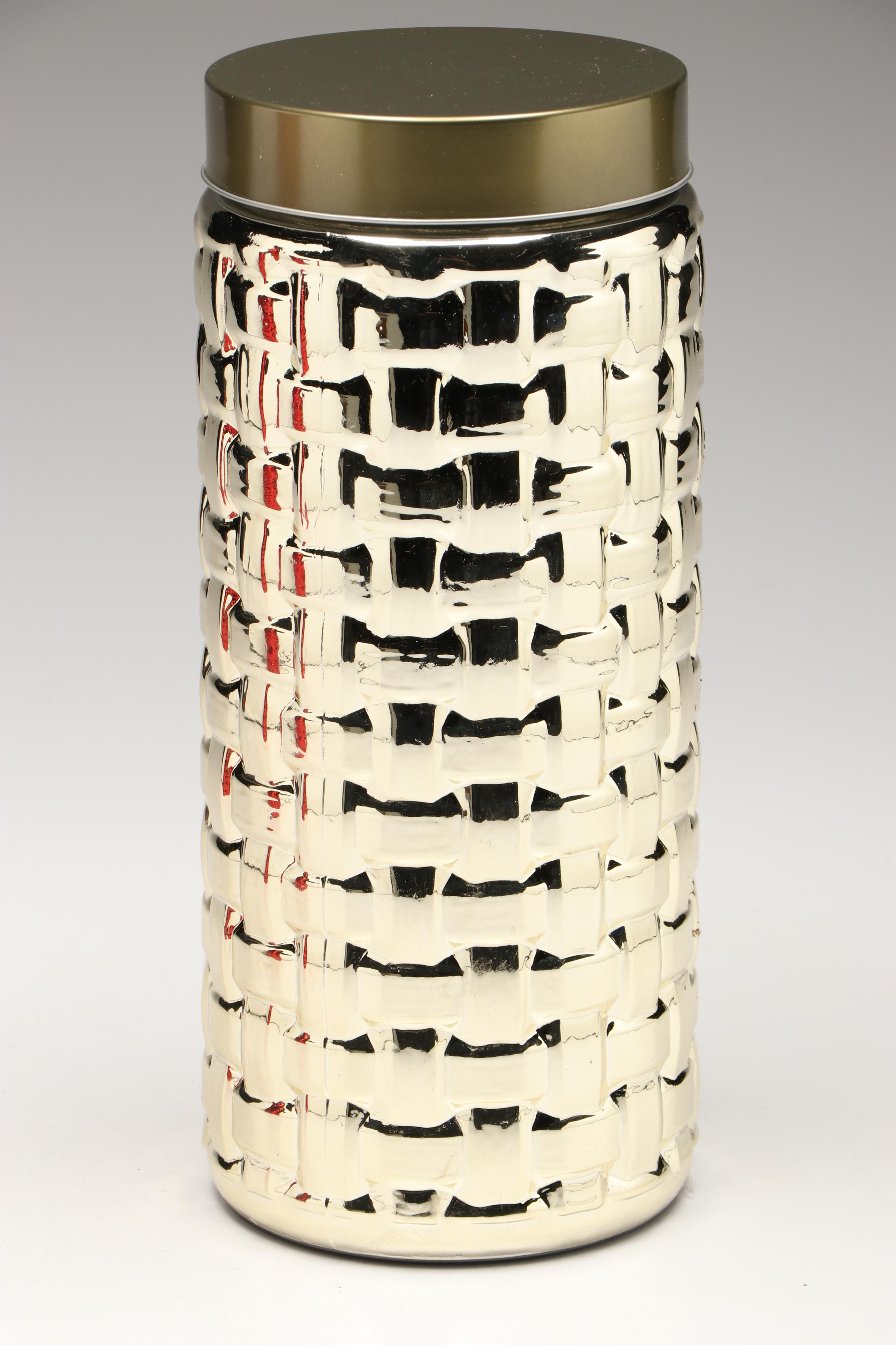 Contemporary Basket Weave Glass Holiday Canister Jars