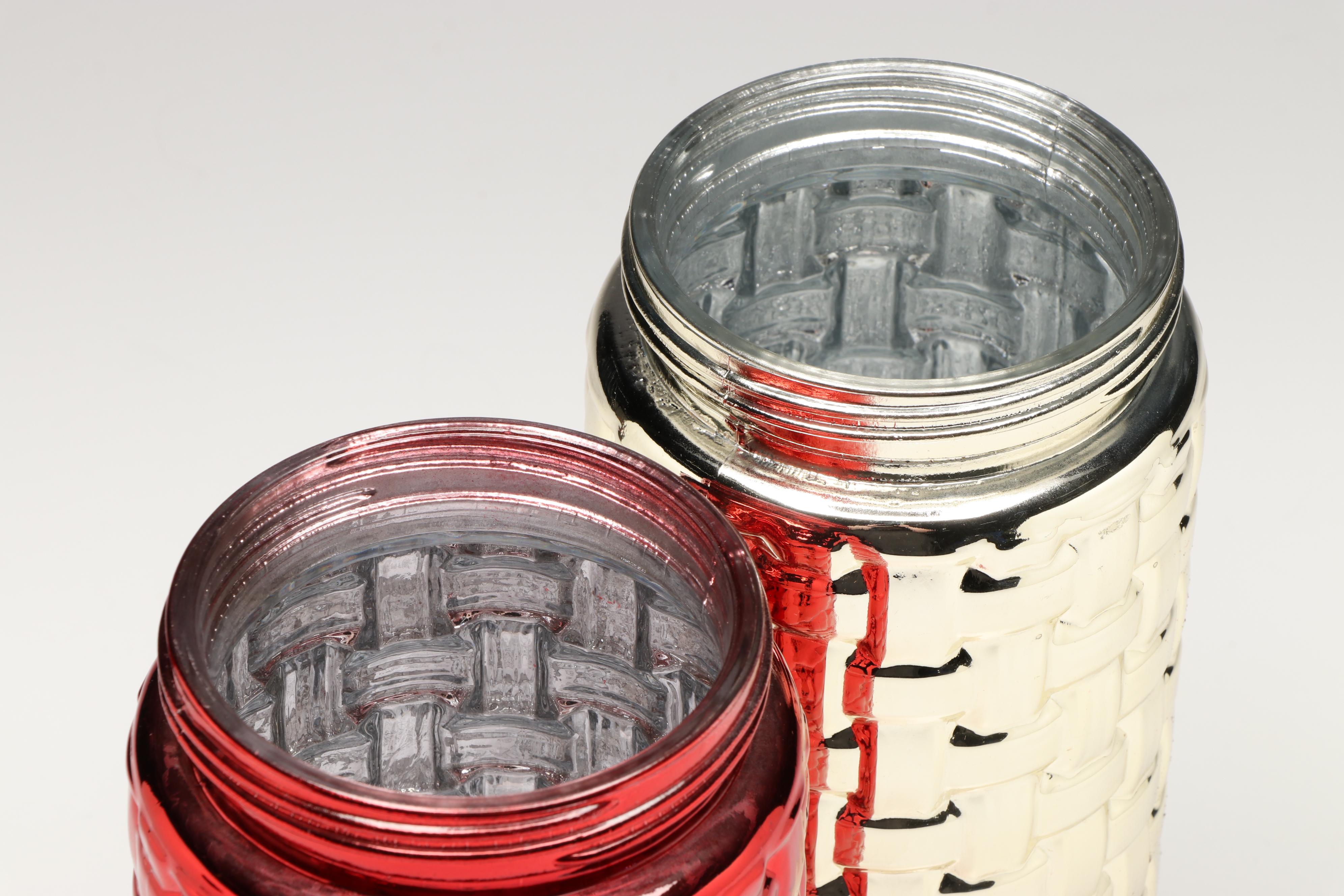 Contemporary Basket Weave Glass Holiday Canister Jars