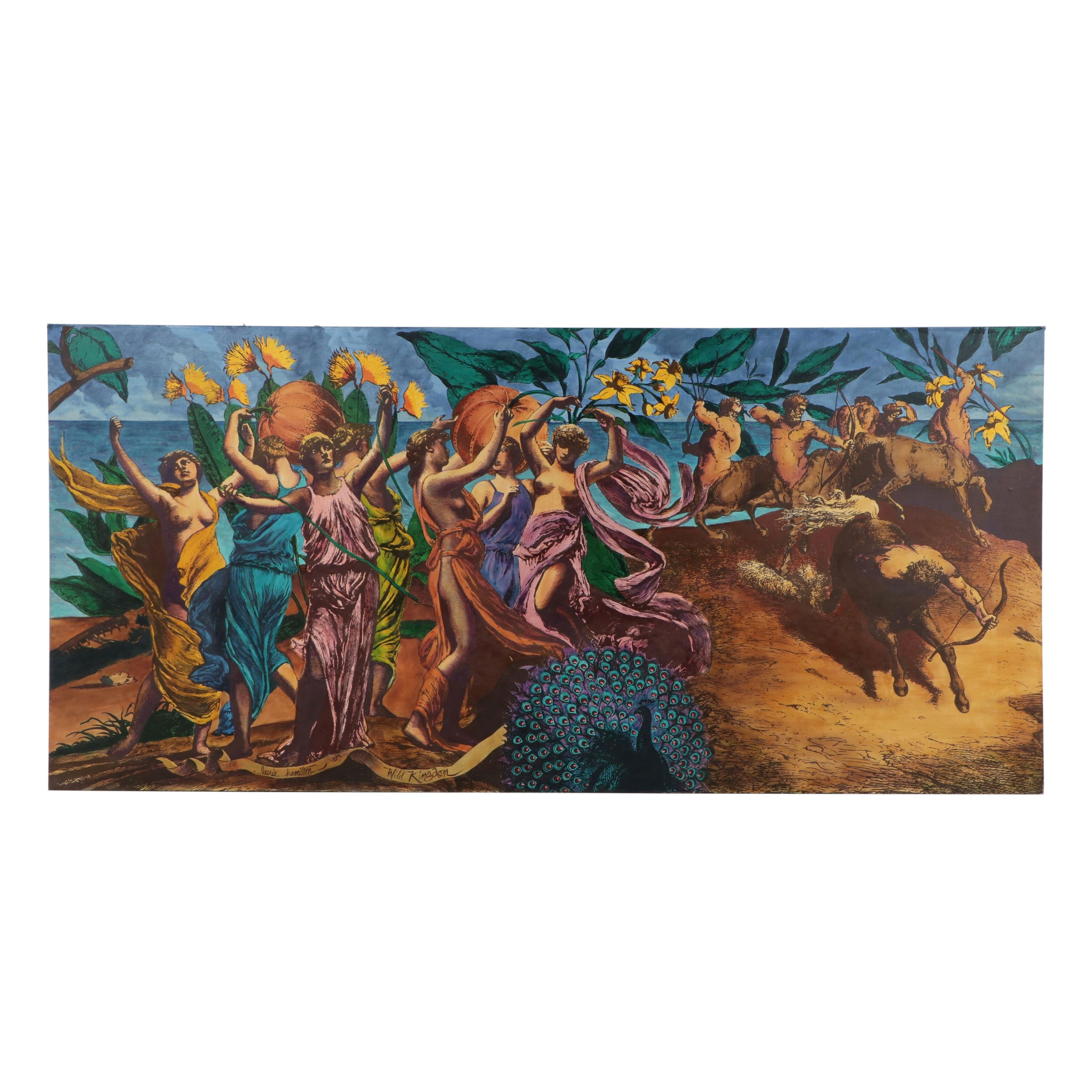 Laurie Hamilton Mixed Oil Painting "Wild Kingdom," Late 20th-Early 21st Century