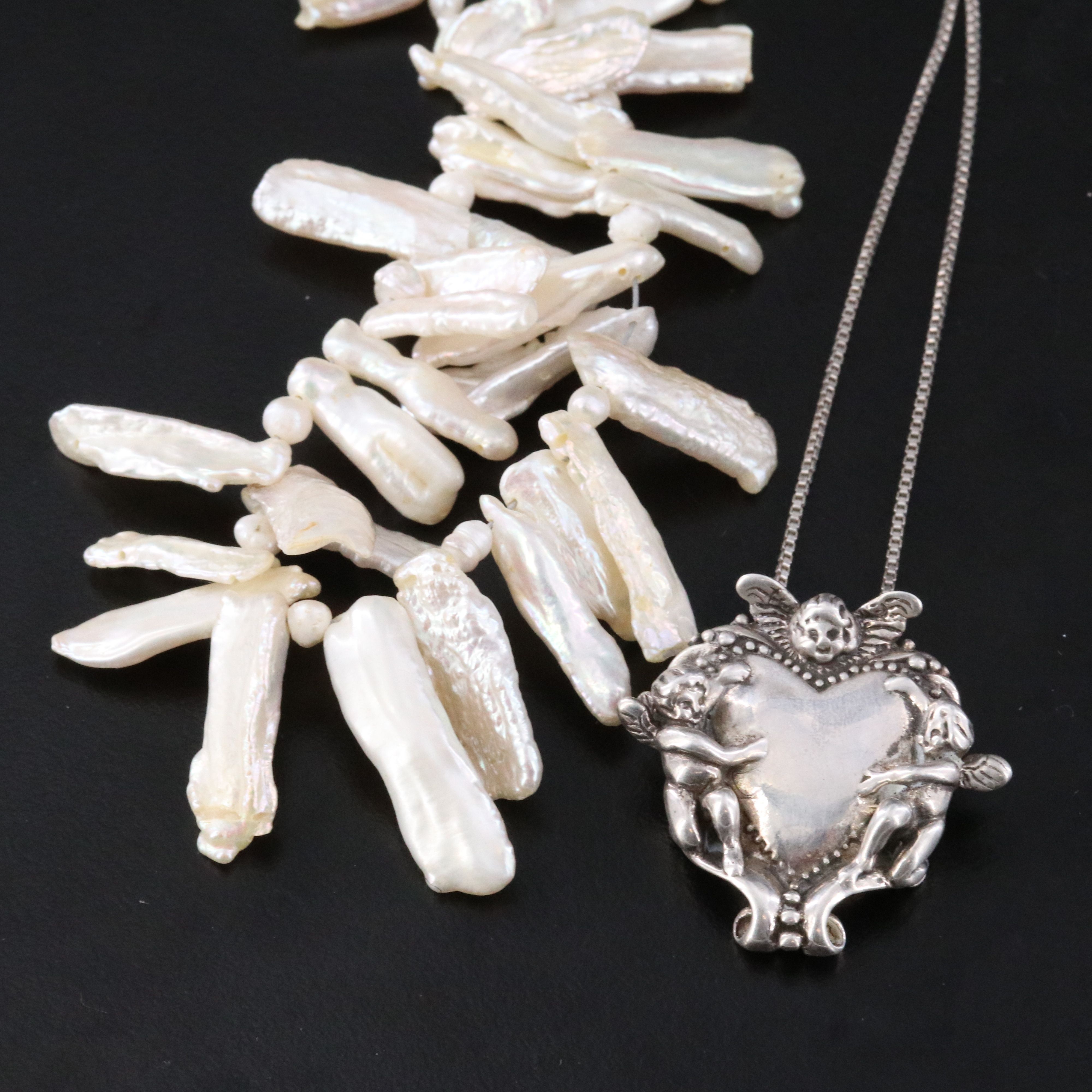 Sterling Pearl Necklaces and Earrings Including Andrea Barnett