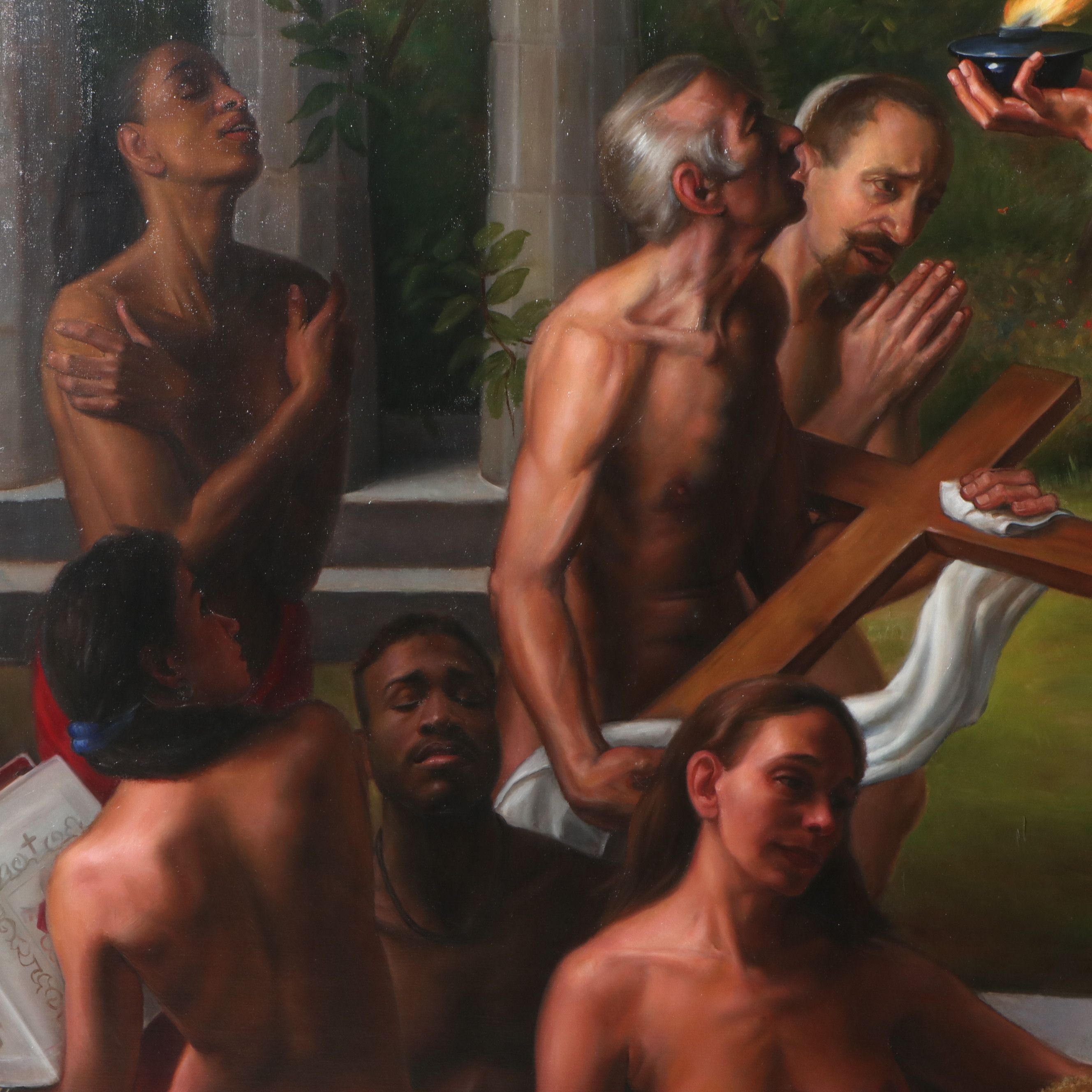 Bruno Surdo Monumental Allegorical Oil Painting of Nude Figures, 1996