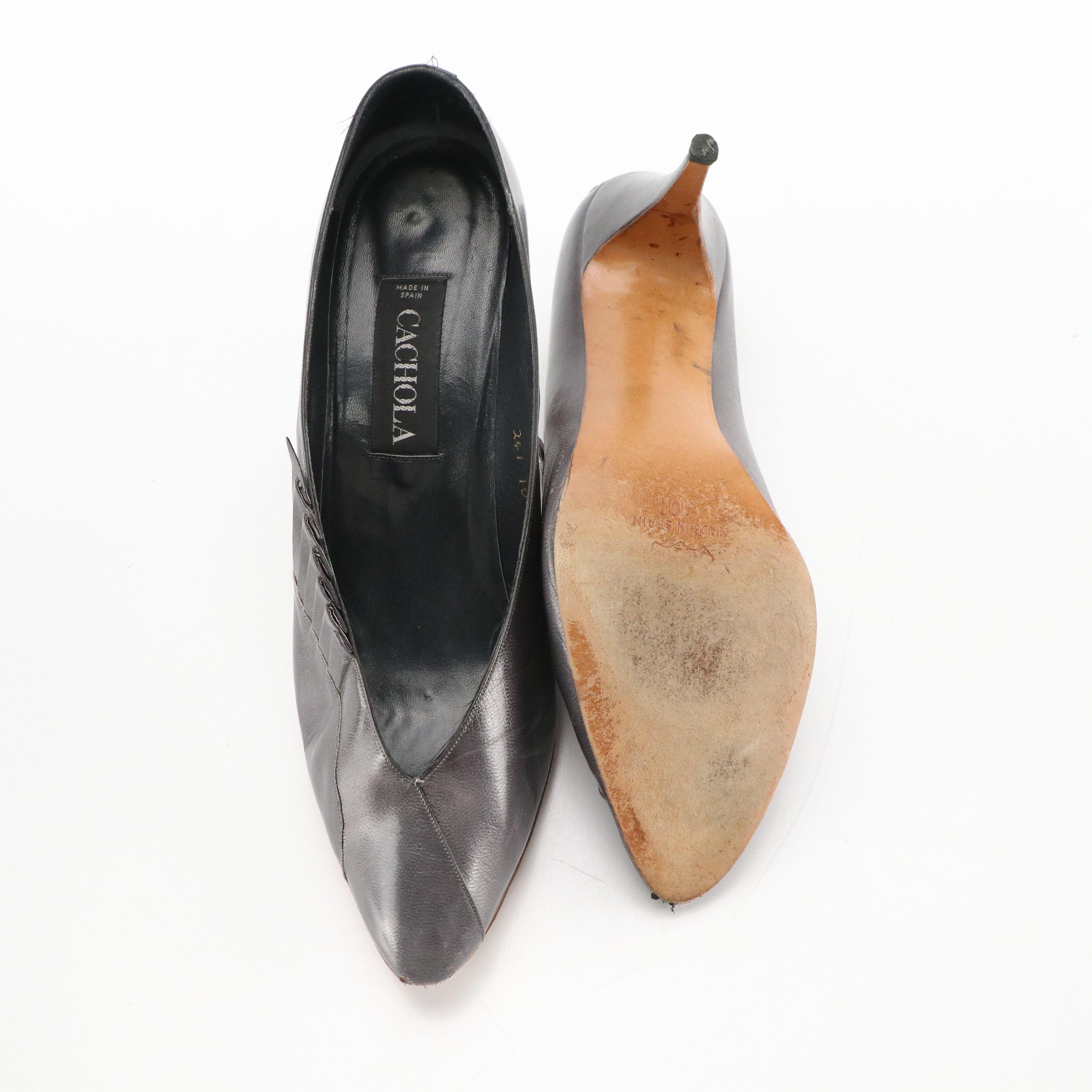 Via Spiga White Leather T-Strap and Cachola Grey leather Heels, With Box