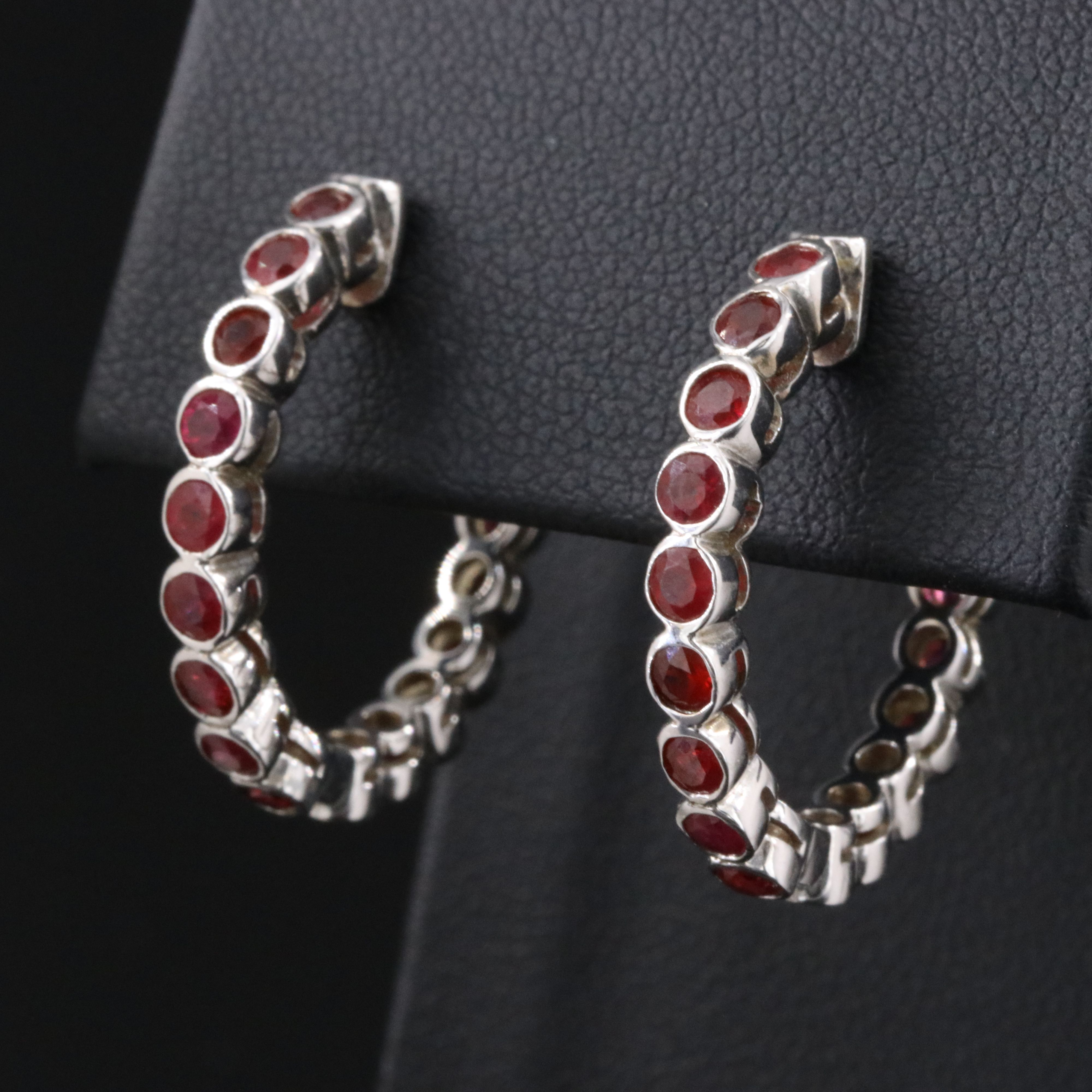 10K Ruby Hoop Earrings