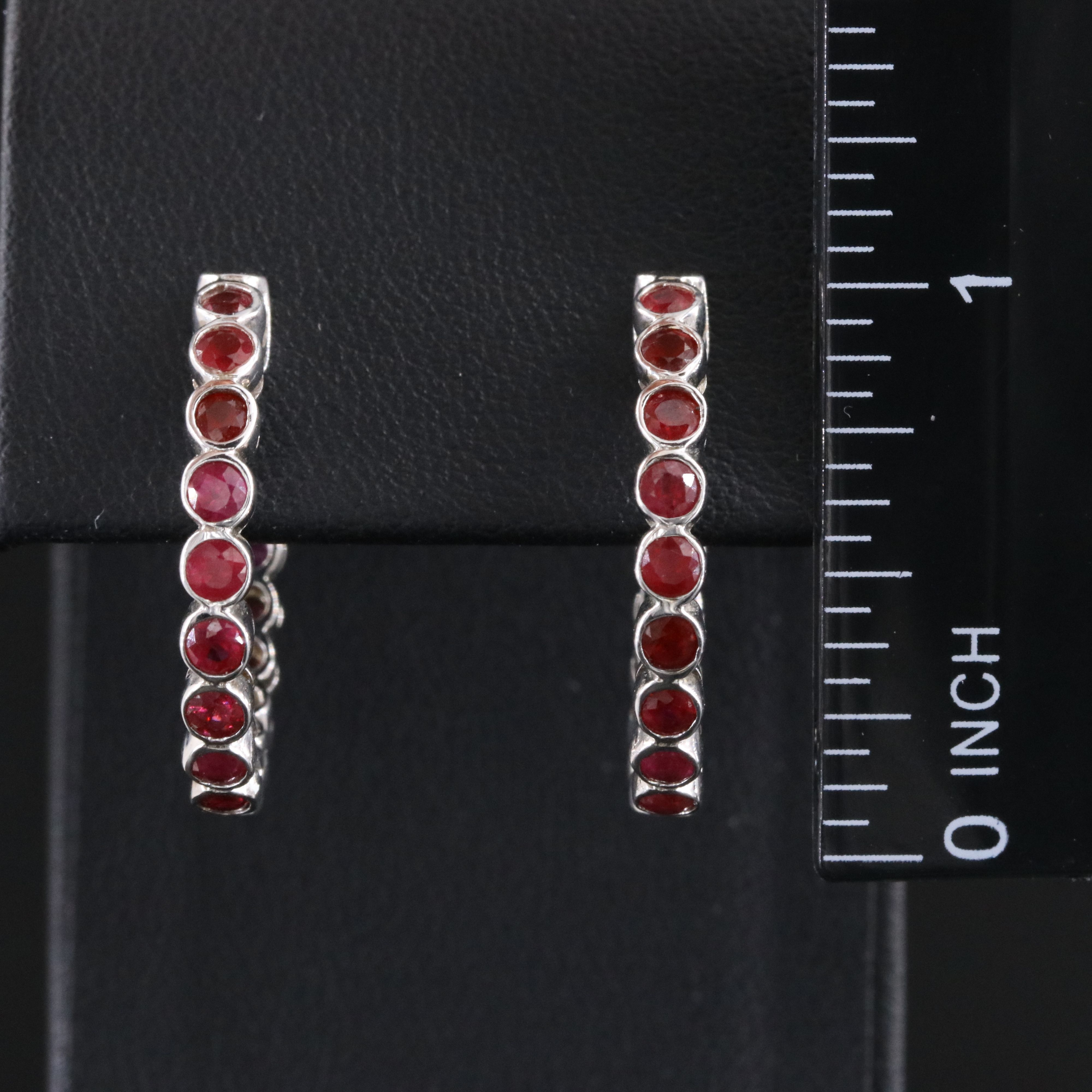 10K Ruby Hoop Earrings