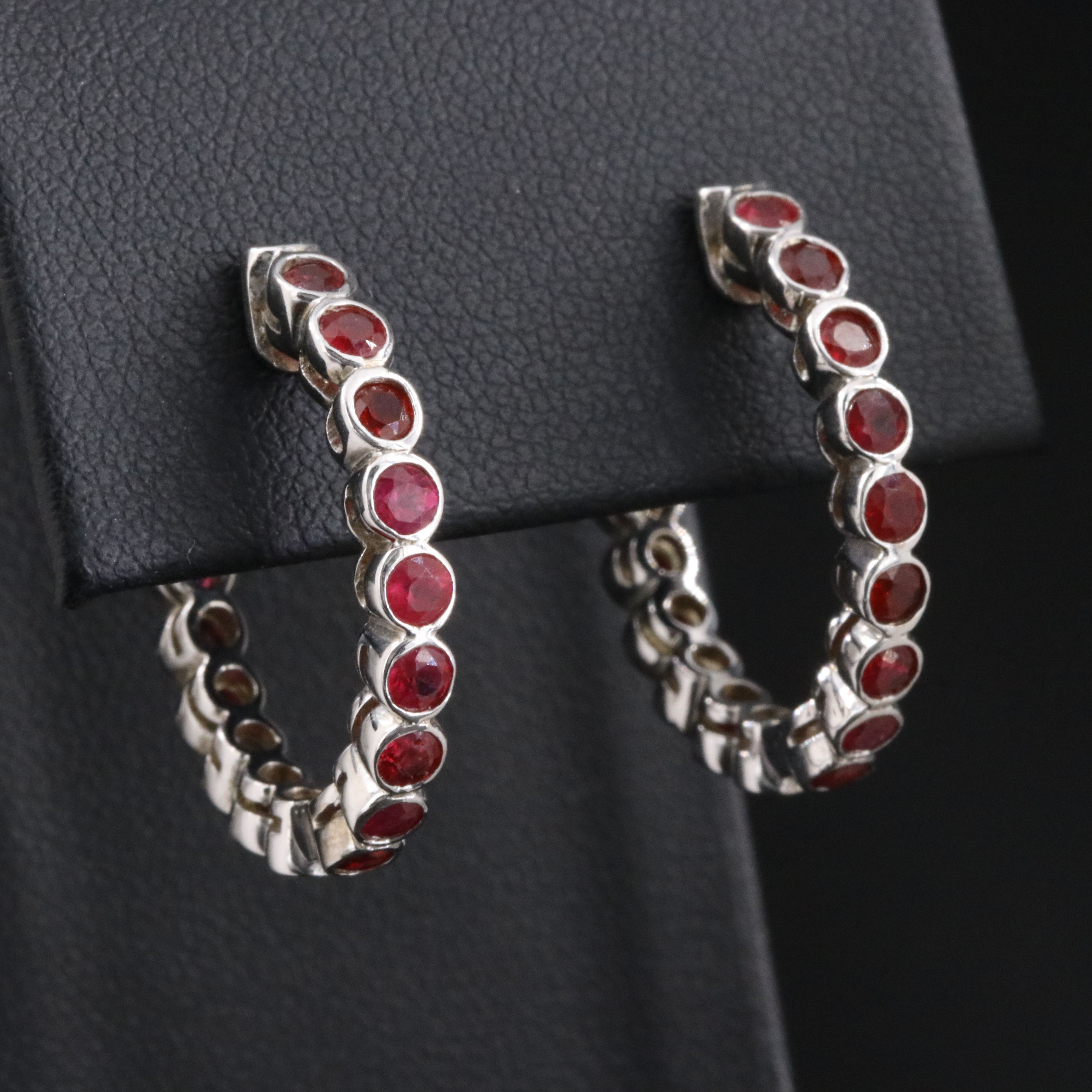 10K Ruby Hoop Earrings
