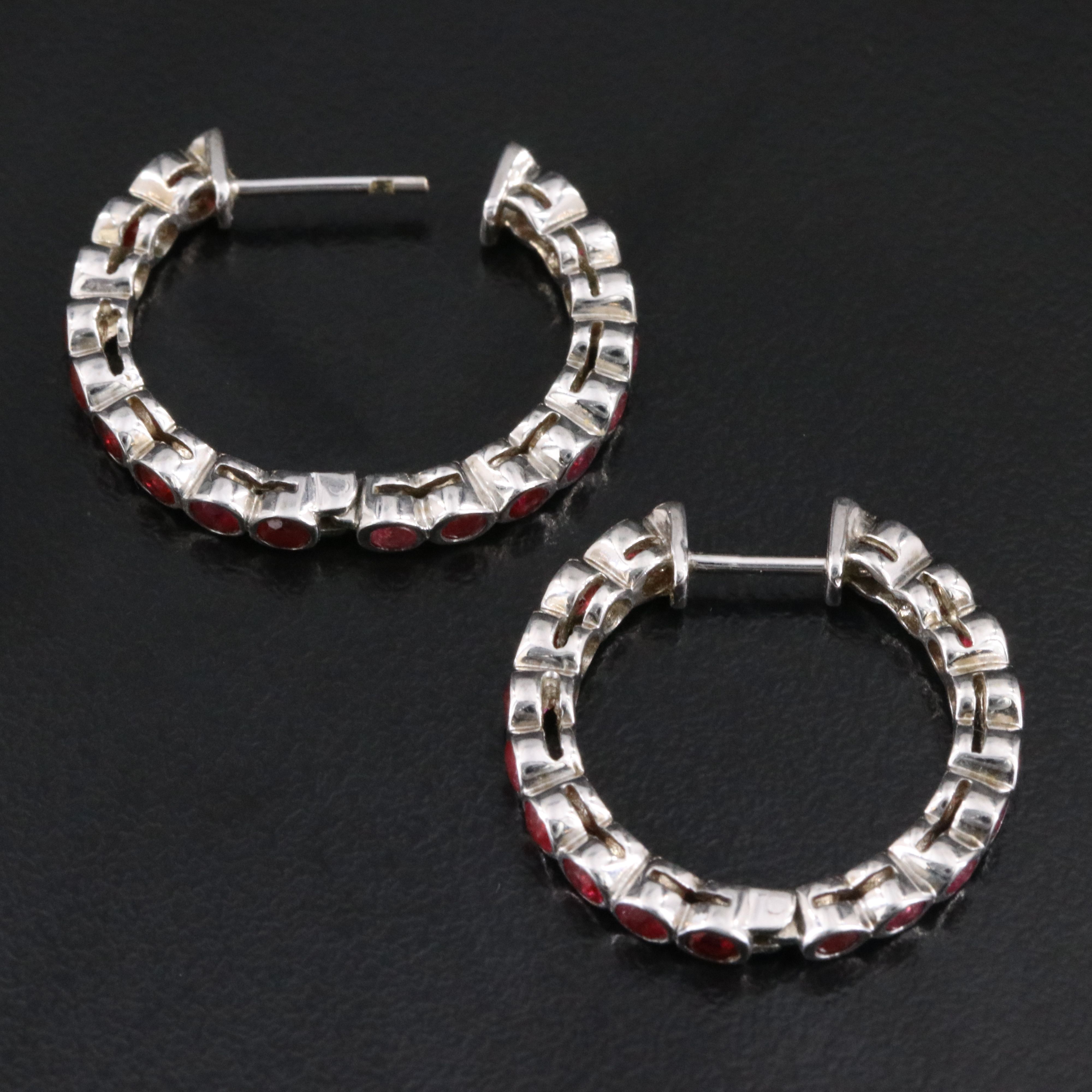 10K Ruby Hoop Earrings