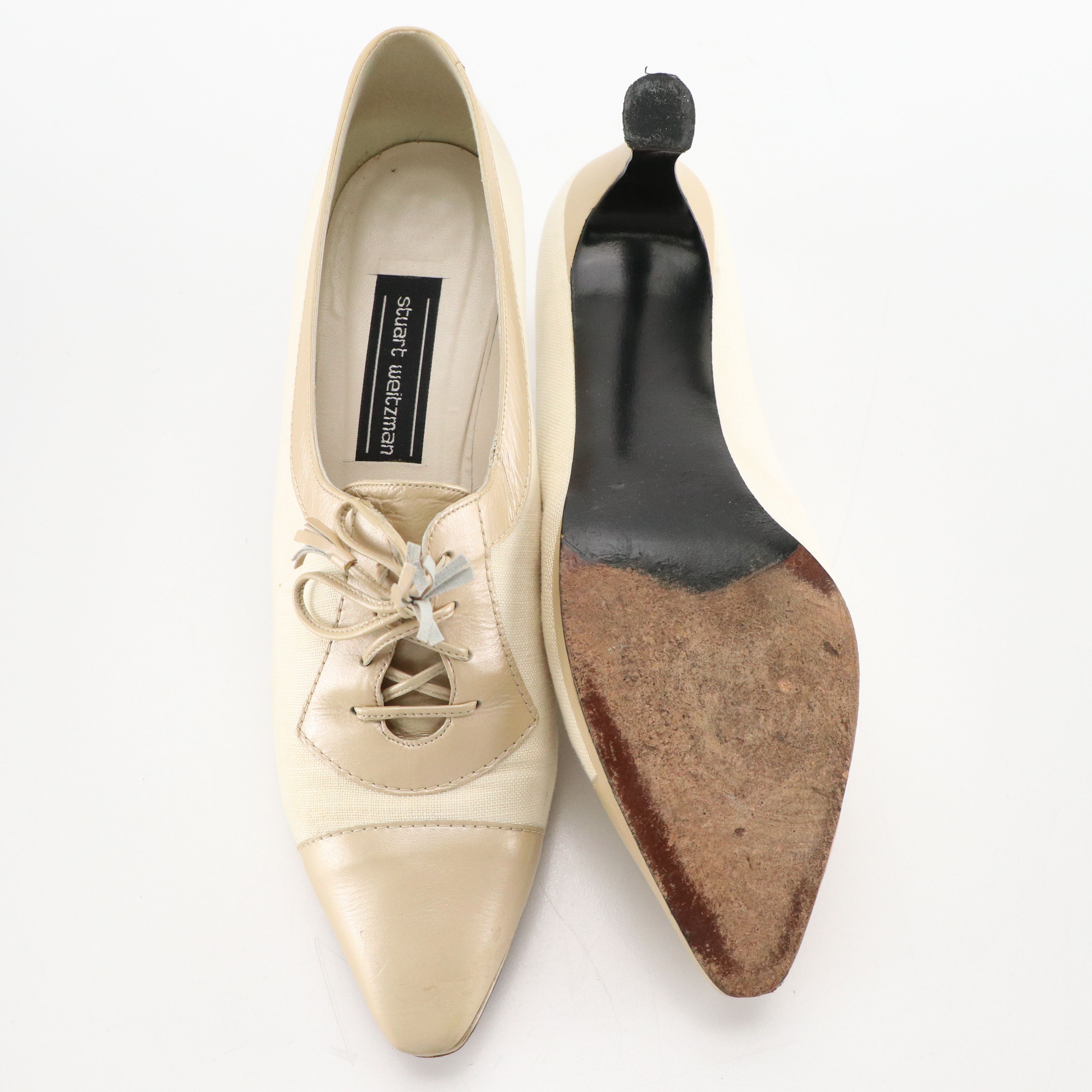 Via Spiga Woven Oxford Shoes and Stuart Weitzman Lace-Up Oxford Heels, with Box