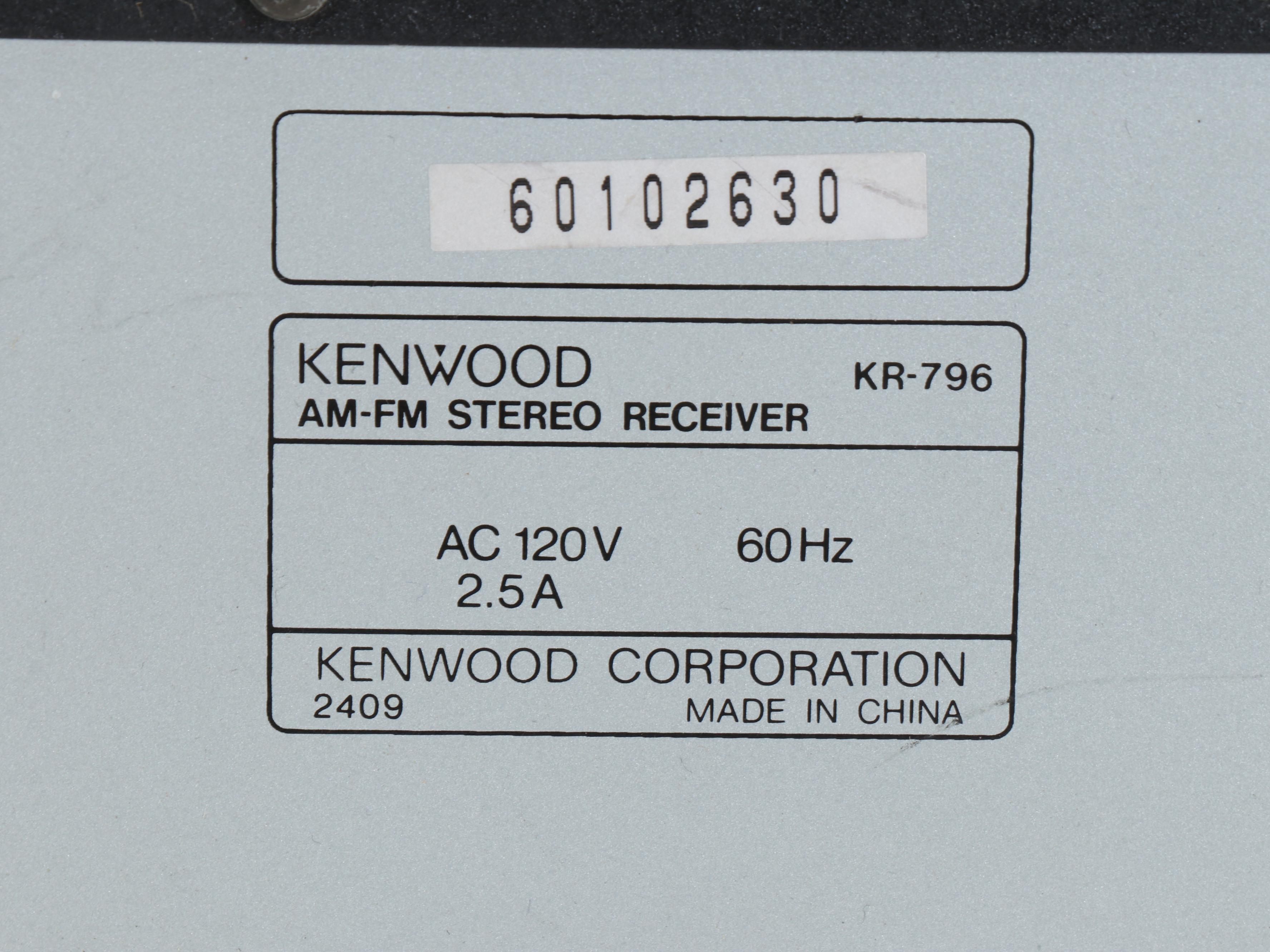 Kenwood KR-796 Stereo Receiver with Russound Speaker Selector
