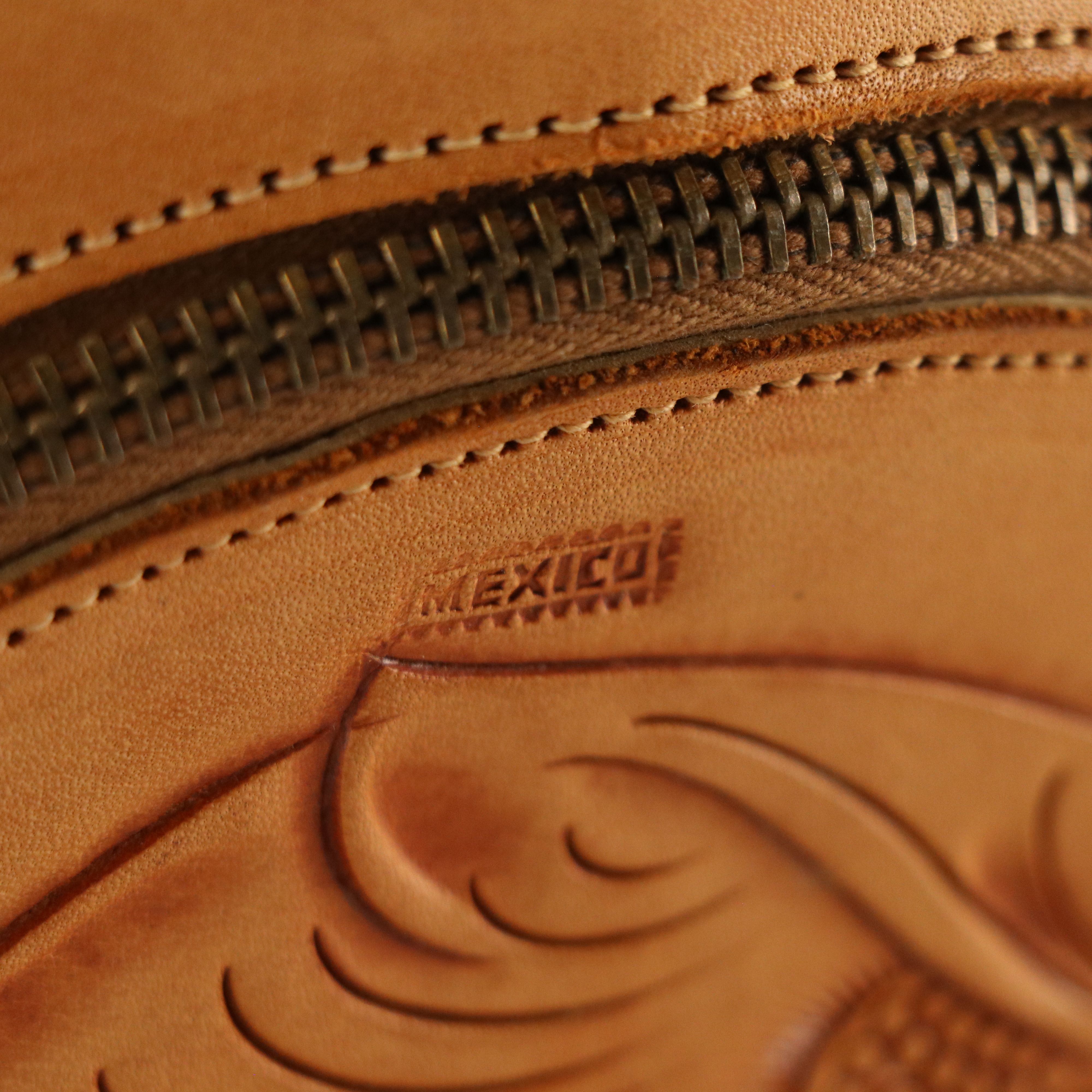 Mexican Hand-Tooled Leather Bowling Bag