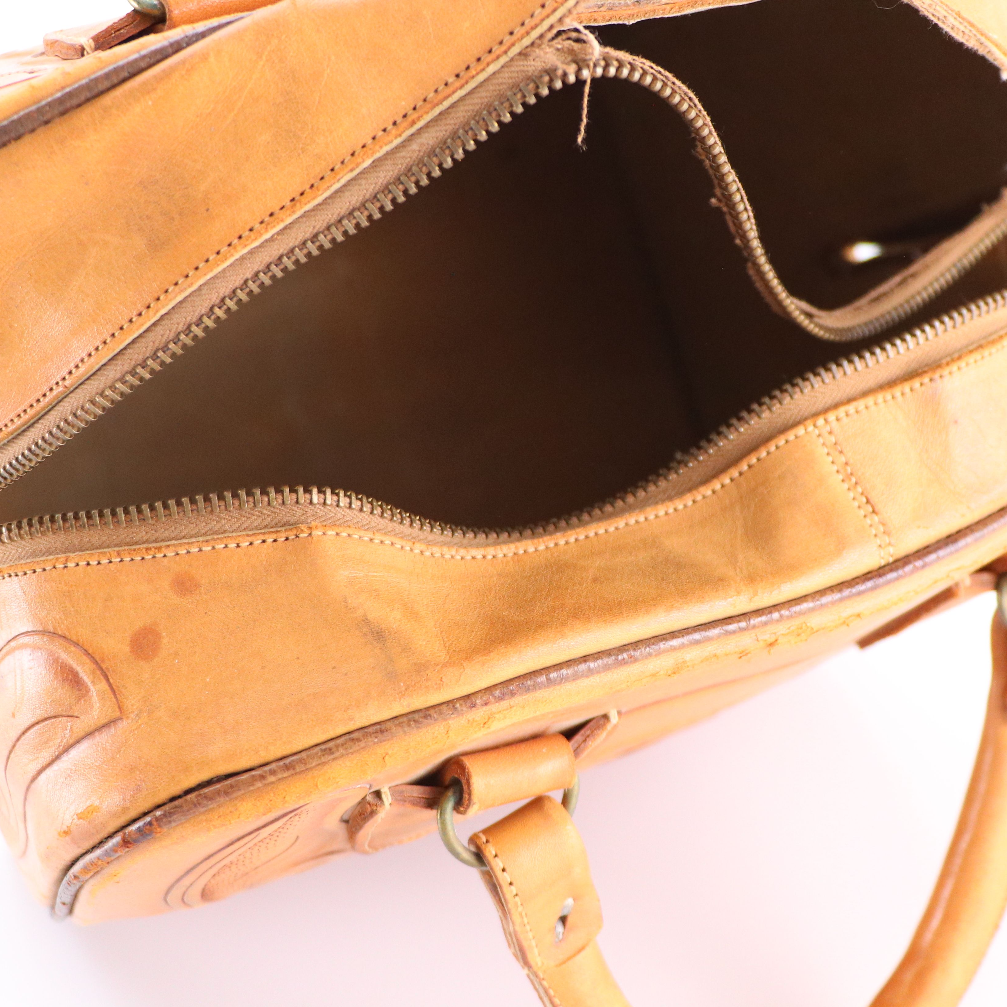 Mexican Hand-Tooled Leather Bowling Bag