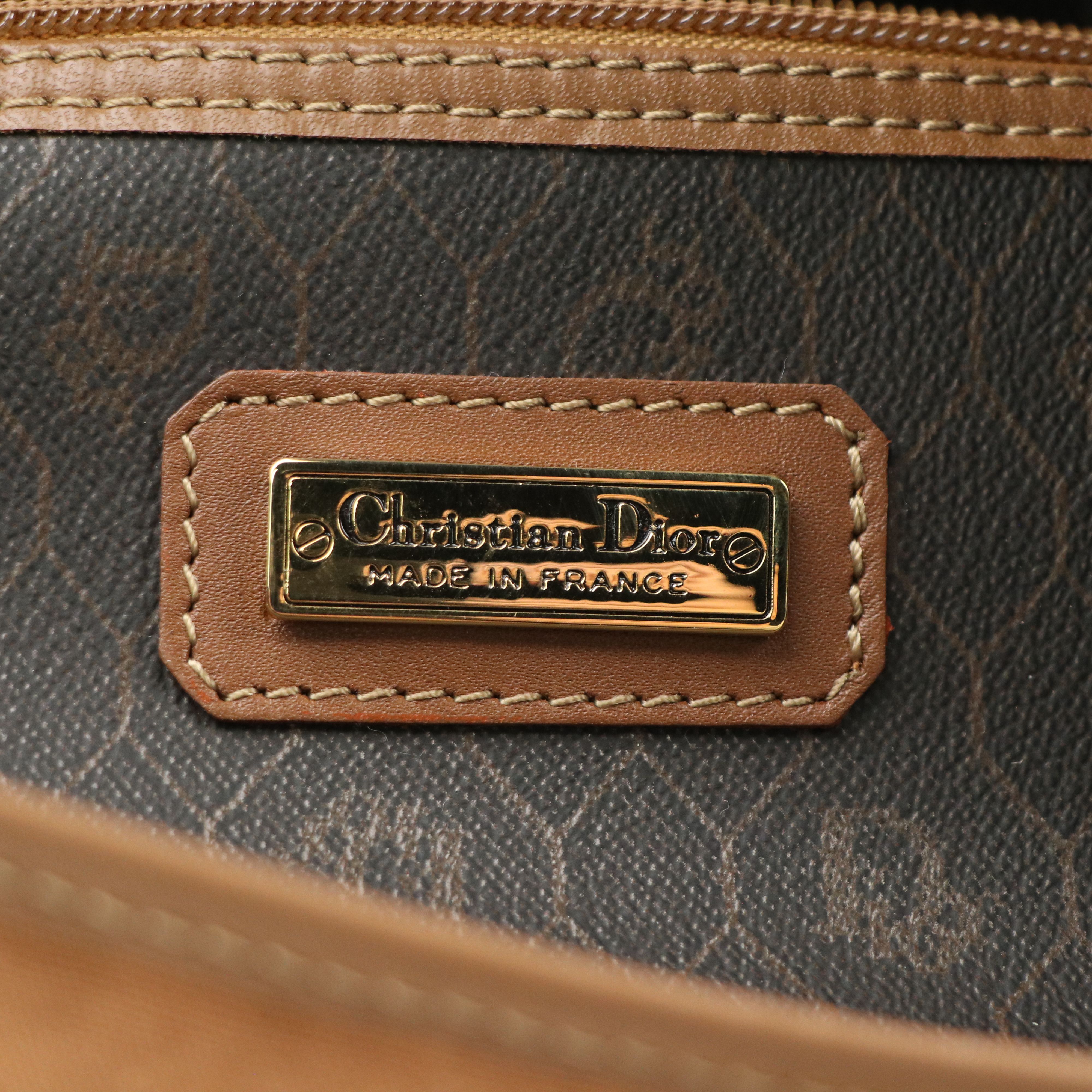 Christian Dior Honeycomb Coated Canvas and Leather Large Boston Bag