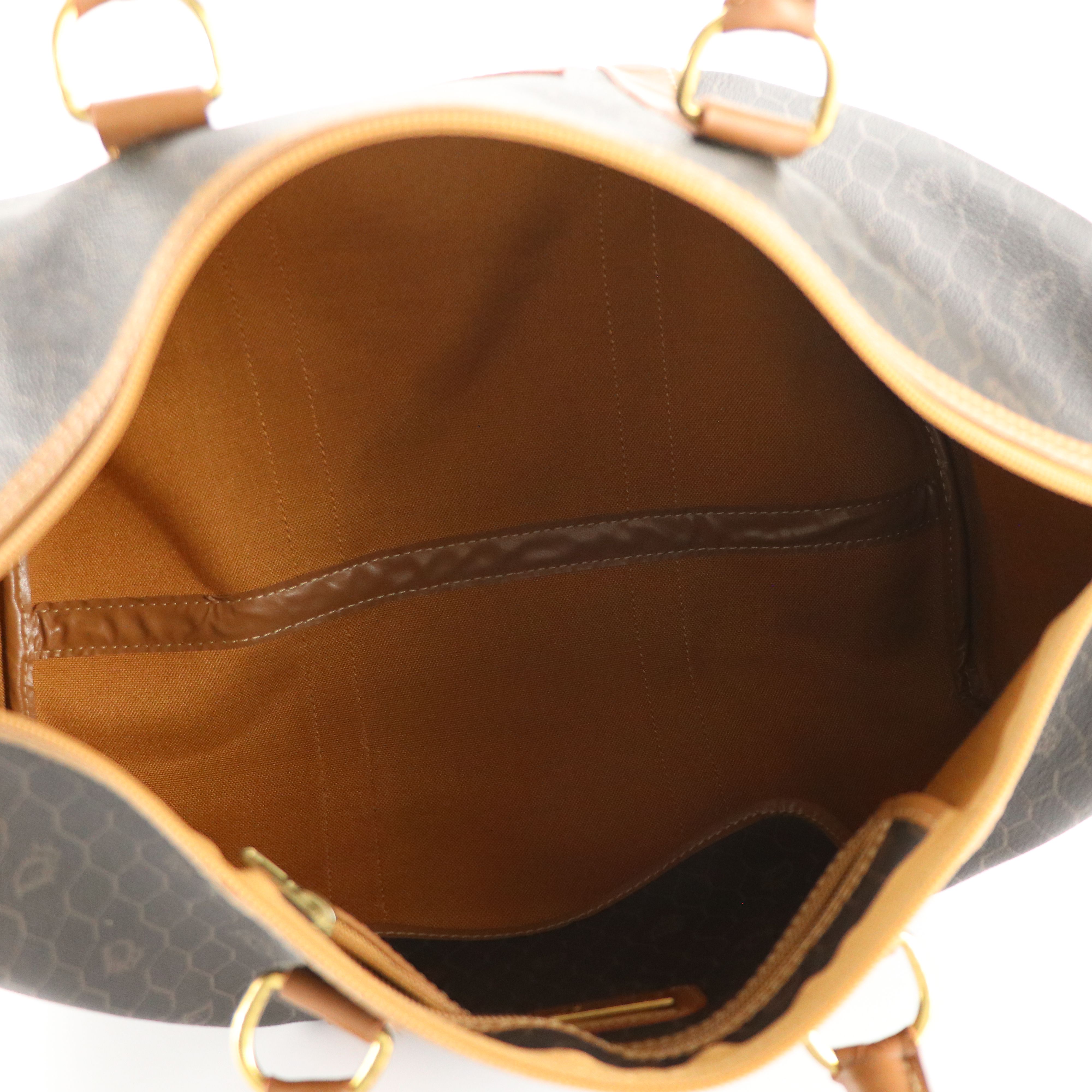 Christian Dior Honeycomb Coated Canvas and Leather Large Boston Bag