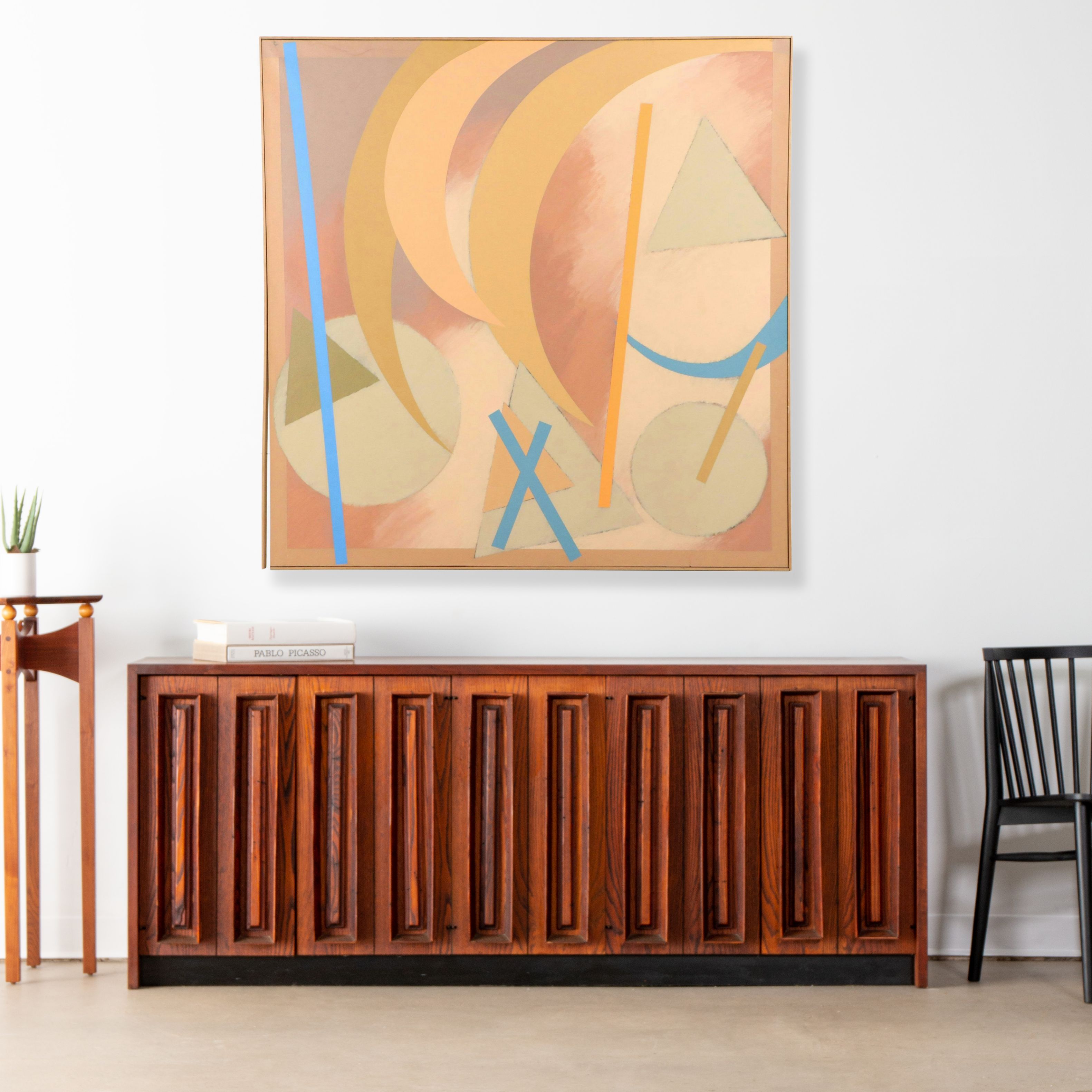 Walter Stomps Modernist Geometric Large-Scale Oil Painting, Late 20th Century