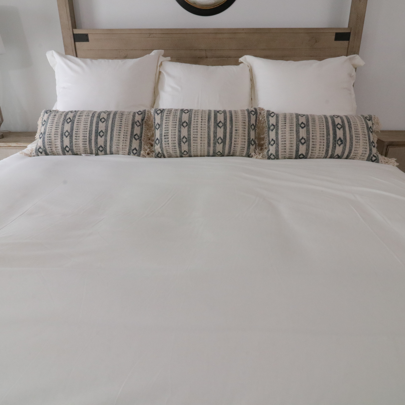 Modern Rustic Driftwood-Finished Oak King-Size Canopy Bed Frame