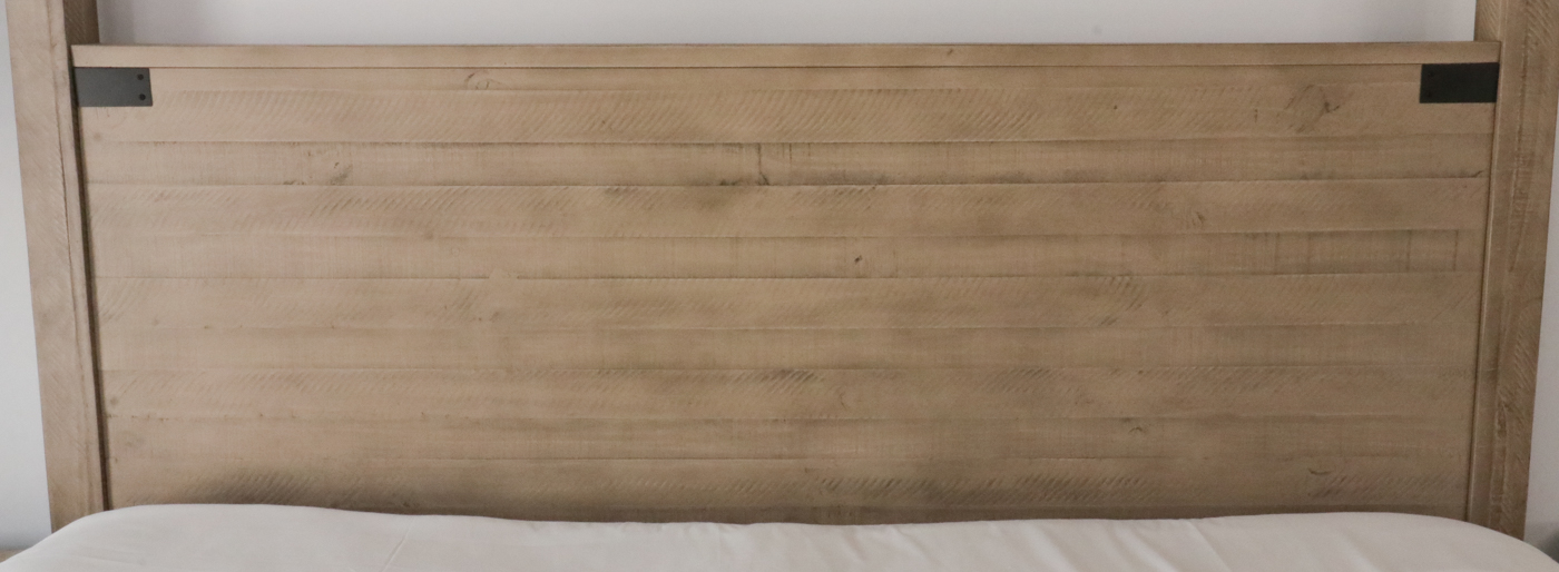 Modern Rustic Driftwood-Finished Oak King-Size Canopy Bed Frame