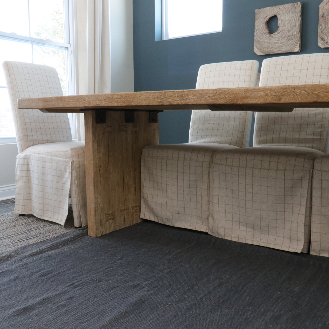 Riverside Furniture Upholstered Dining Chairs with Rustic Dining Table