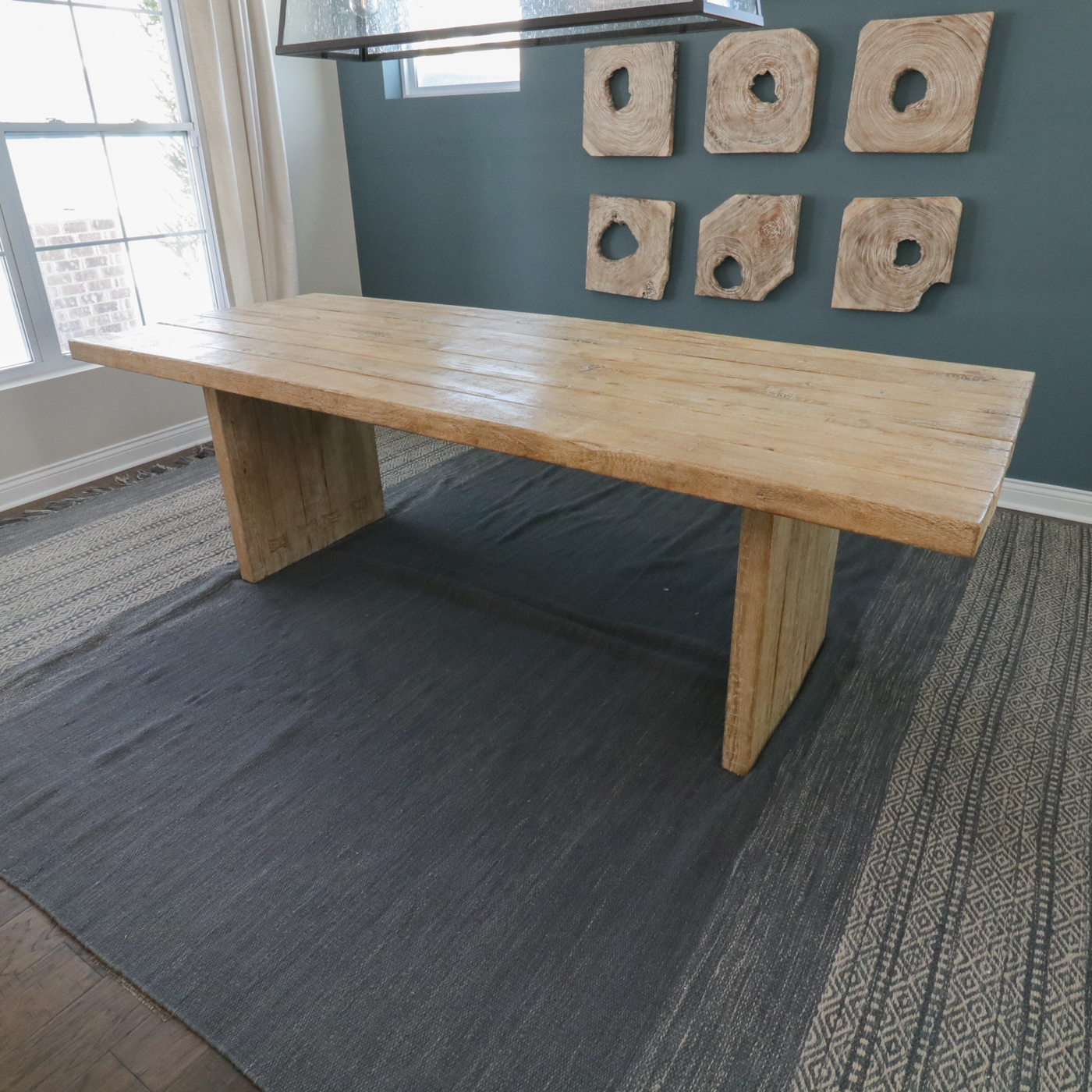 Riverside Furniture Upholstered Dining Chairs with Rustic Dining Table