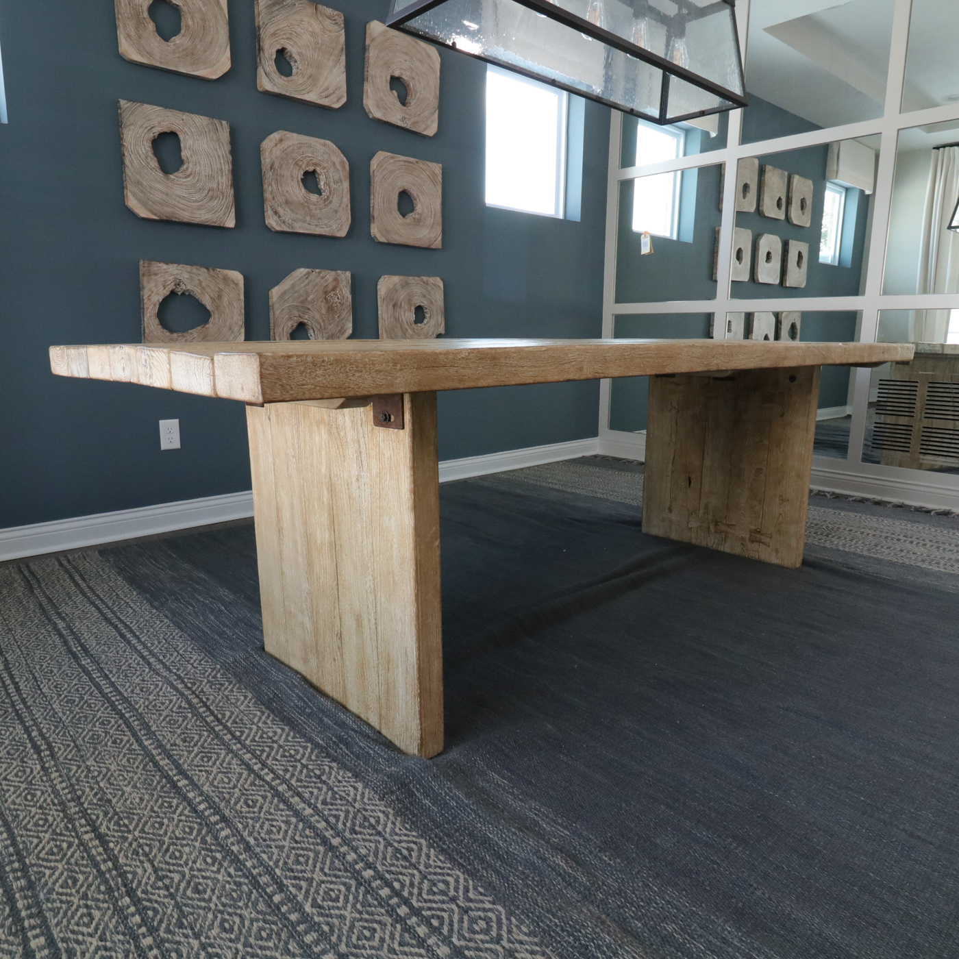 Riverside Furniture Upholstered Dining Chairs with Rustic Dining Table