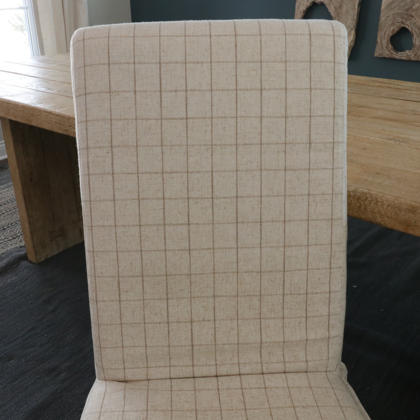 Riverside Furniture Upholstered Dining Chairs with Rustic Dining Table