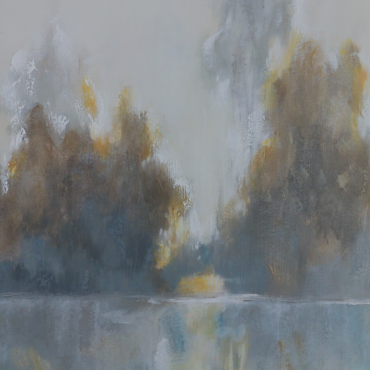 Contemporary Embellished Giclée Landscape "Tranquil Trees I"