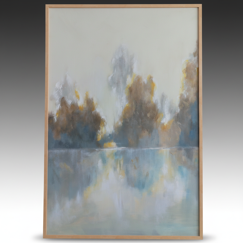 Contemporary Embellished Giclée Landscape "Tranquil Trees I"