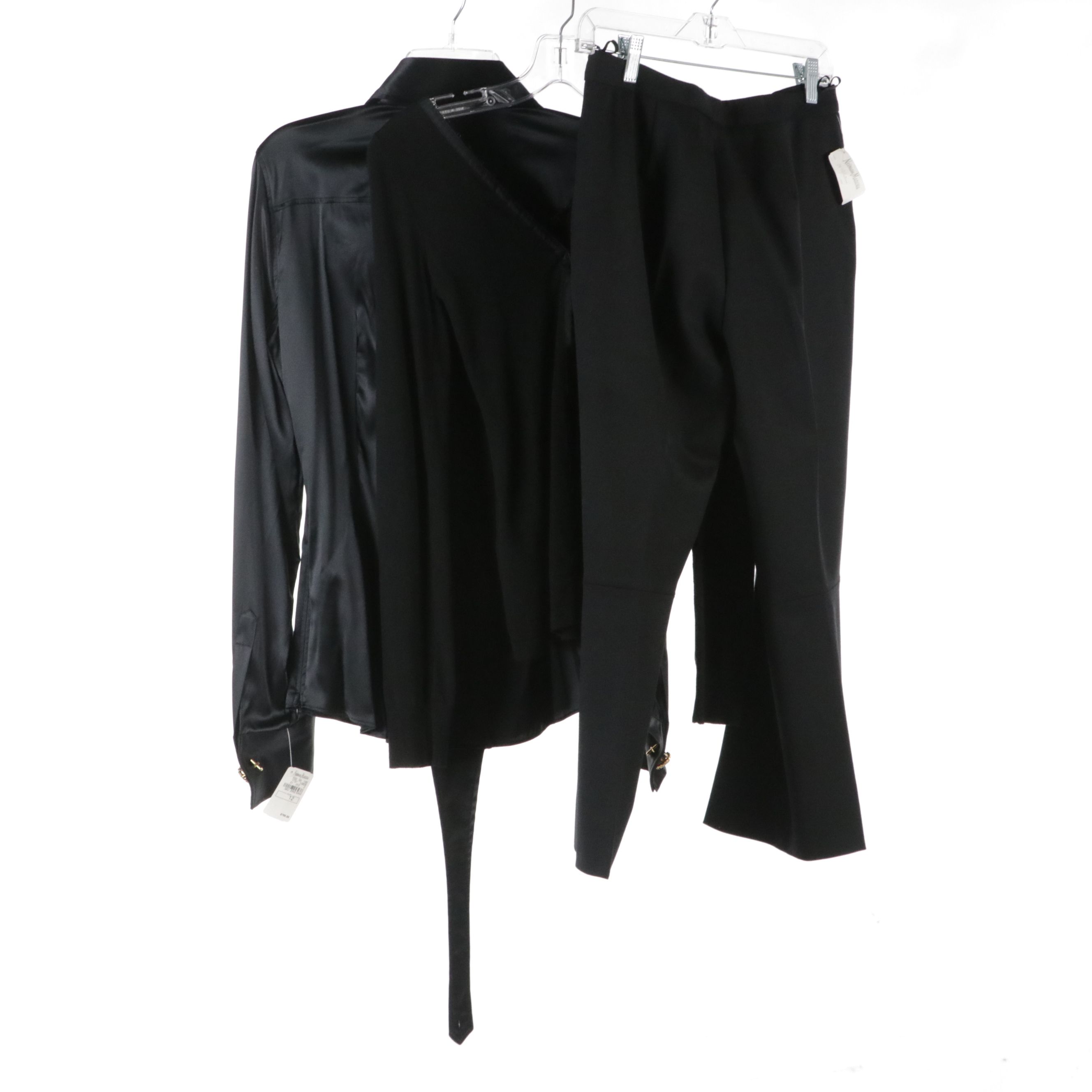 Dolce & Gabbana Top and Silk Blend Shirt with Prada Flat-Front Trousers