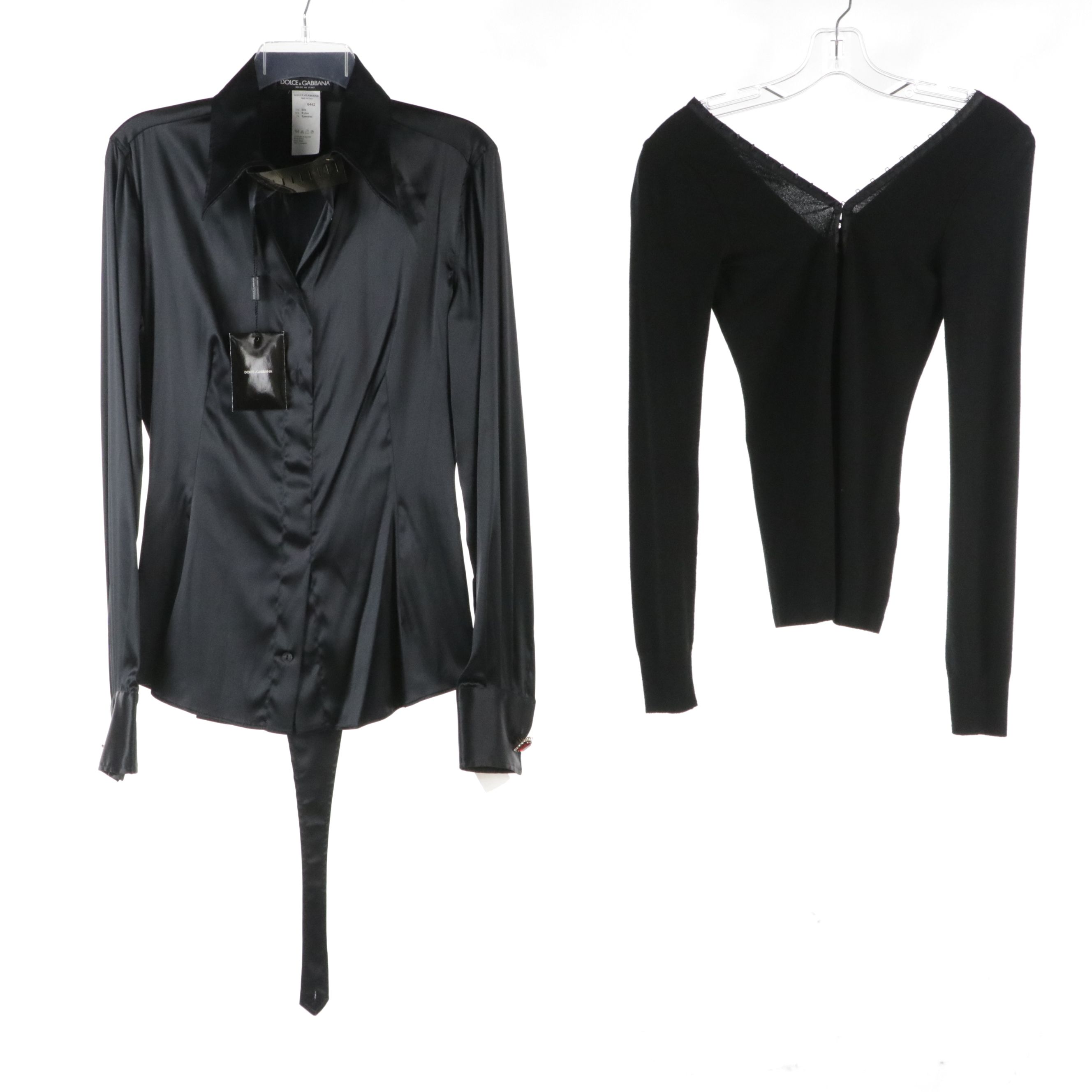 Dolce & Gabbana Top and Silk Blend Shirt with Prada Flat-Front Trousers